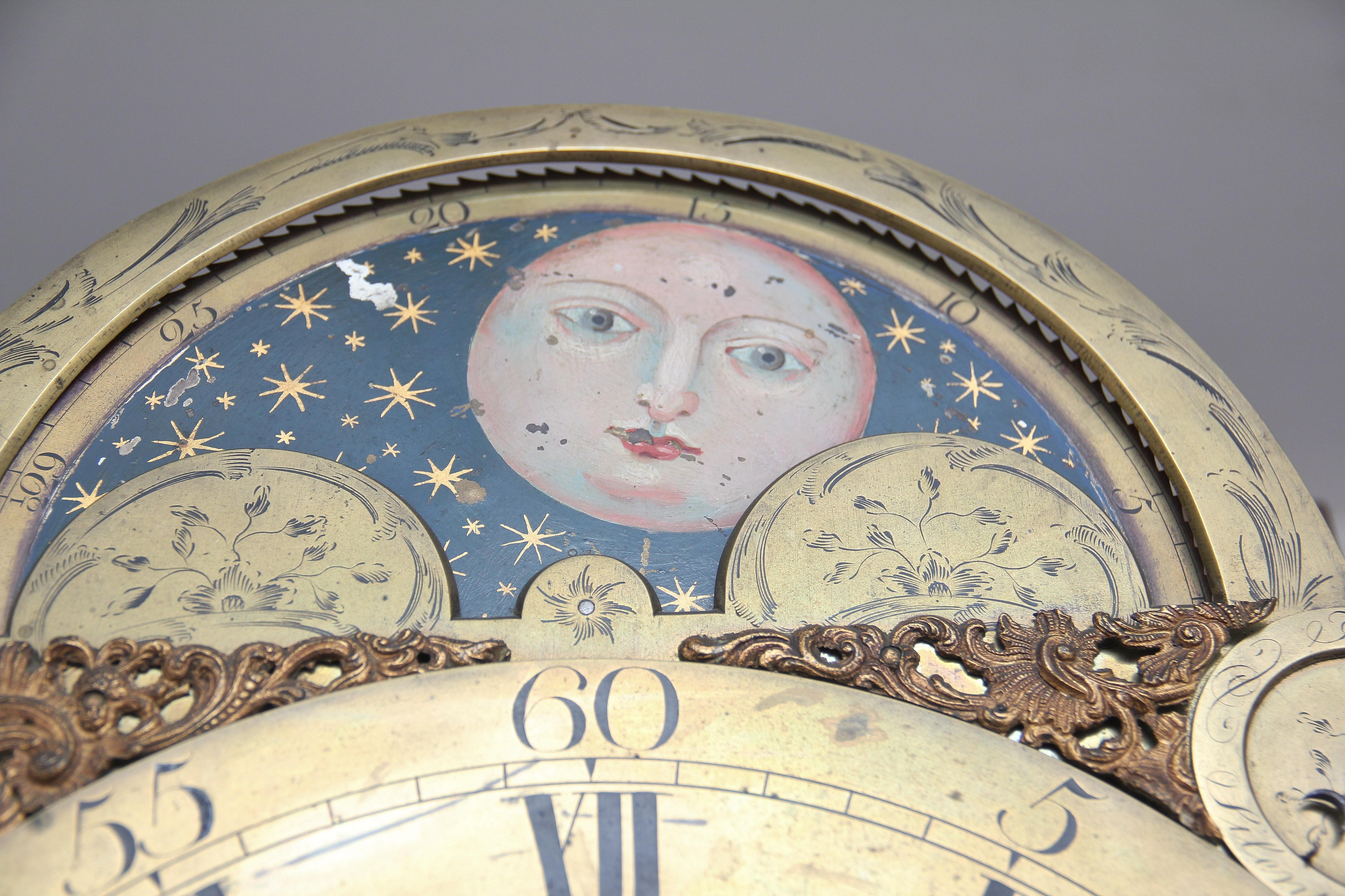 Georgien Horloge de parquet en acajou du XVIIIe siècle par John Wood of Grantham en vente