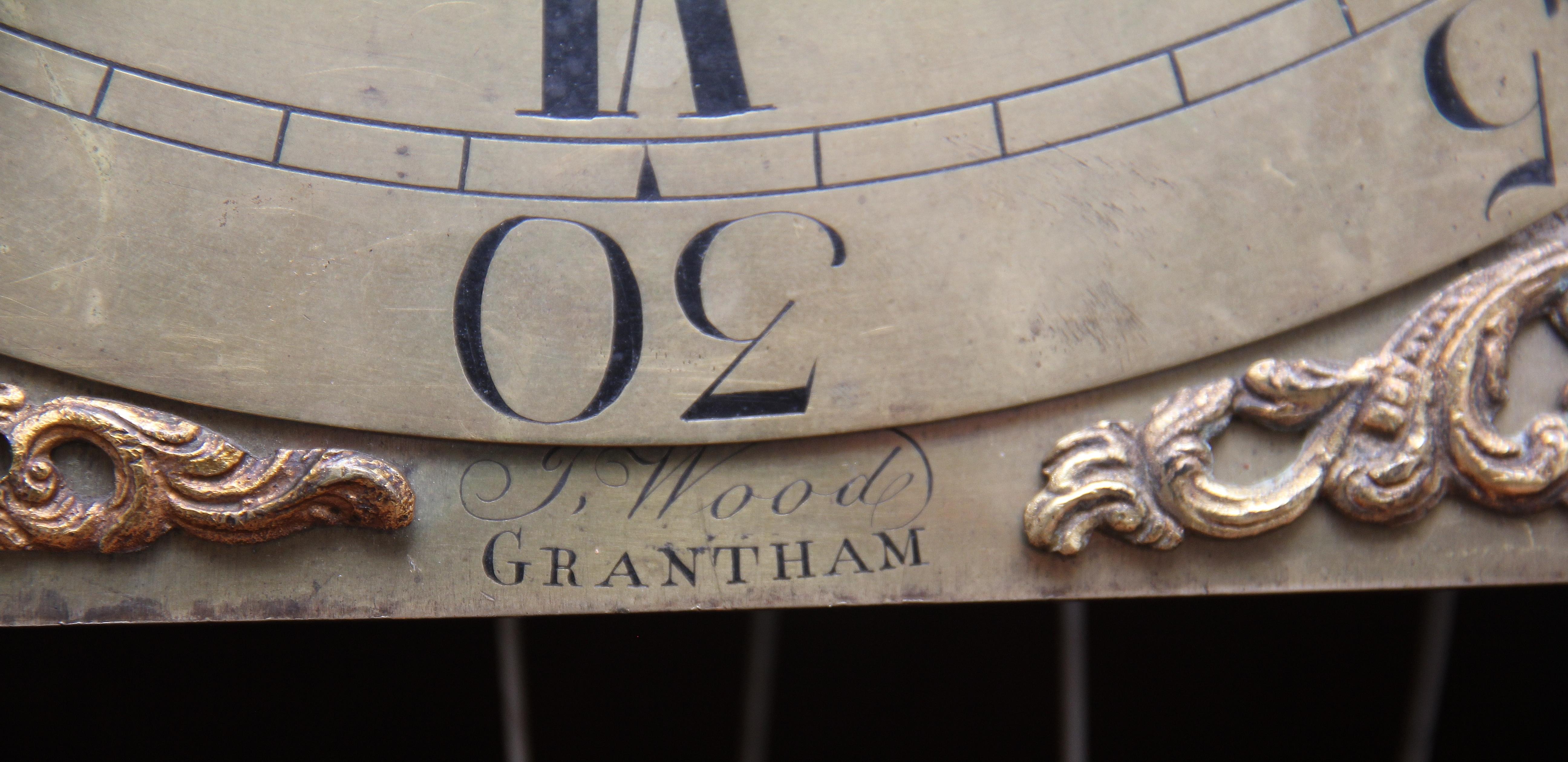 English 18th Century Mahogany Longcase Clock by John Wood of Grantham For Sale