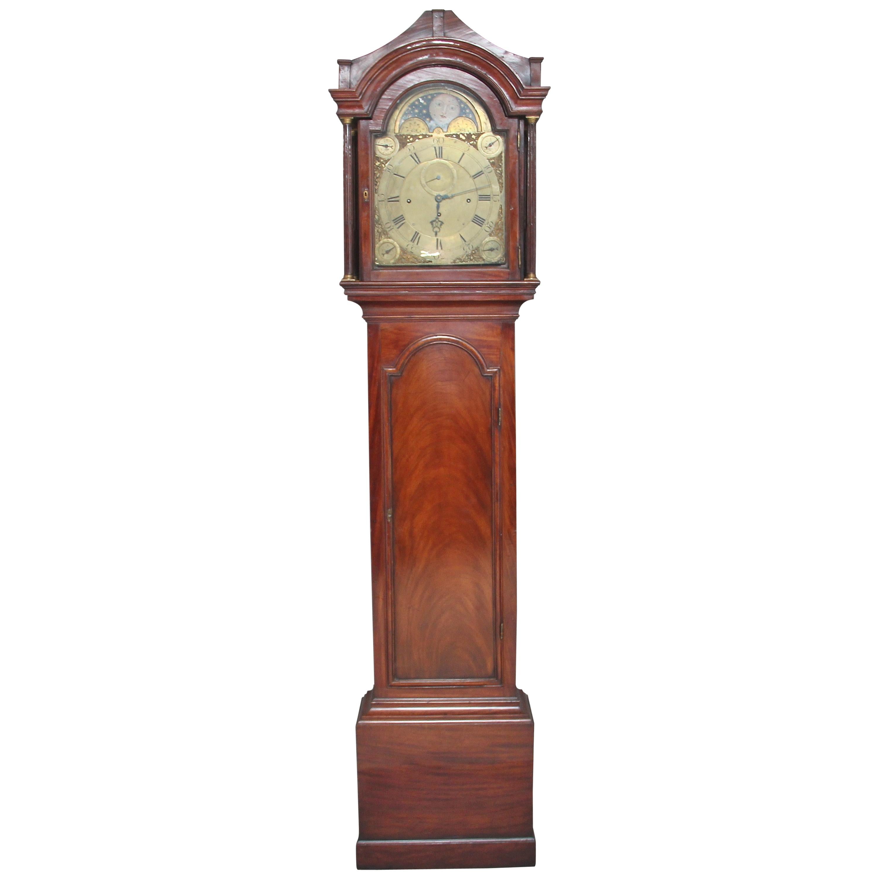 18th Century Mahogany Longcase Clock by John Wood of Grantham For Sale