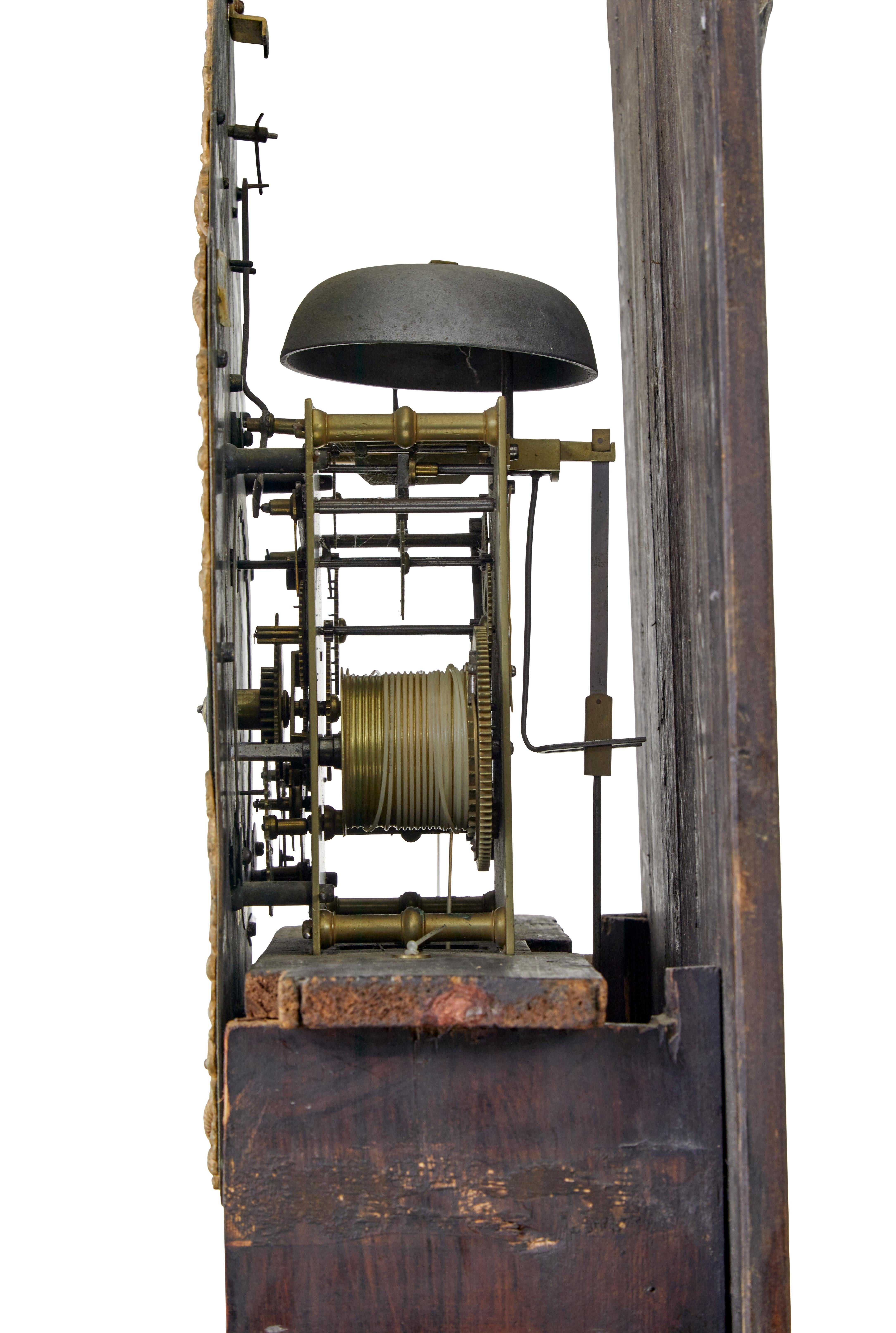 18th century mahogany longcase clock John Purden of London For Sale 2