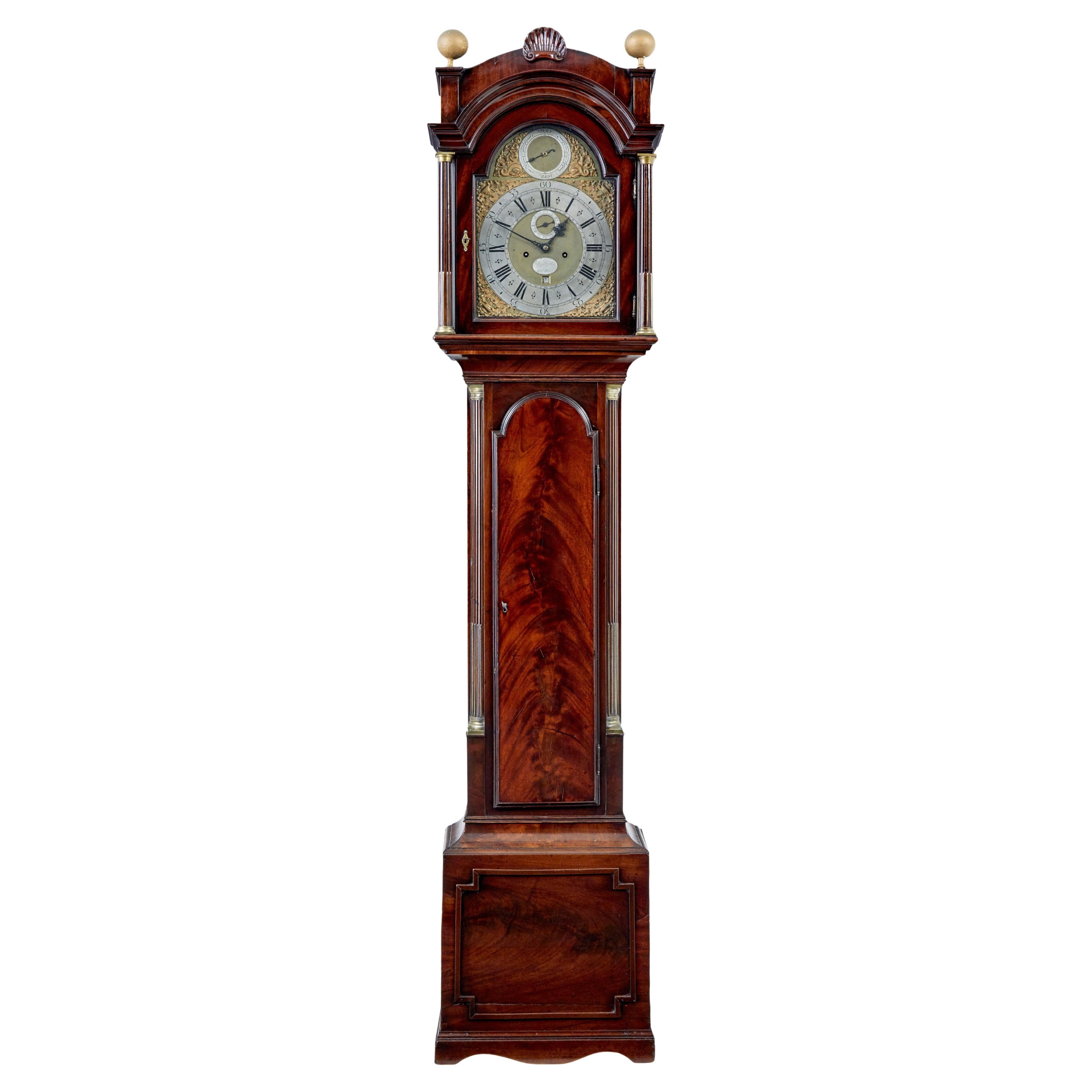 18th century mahogany longcase clock John Purden of London For Sale