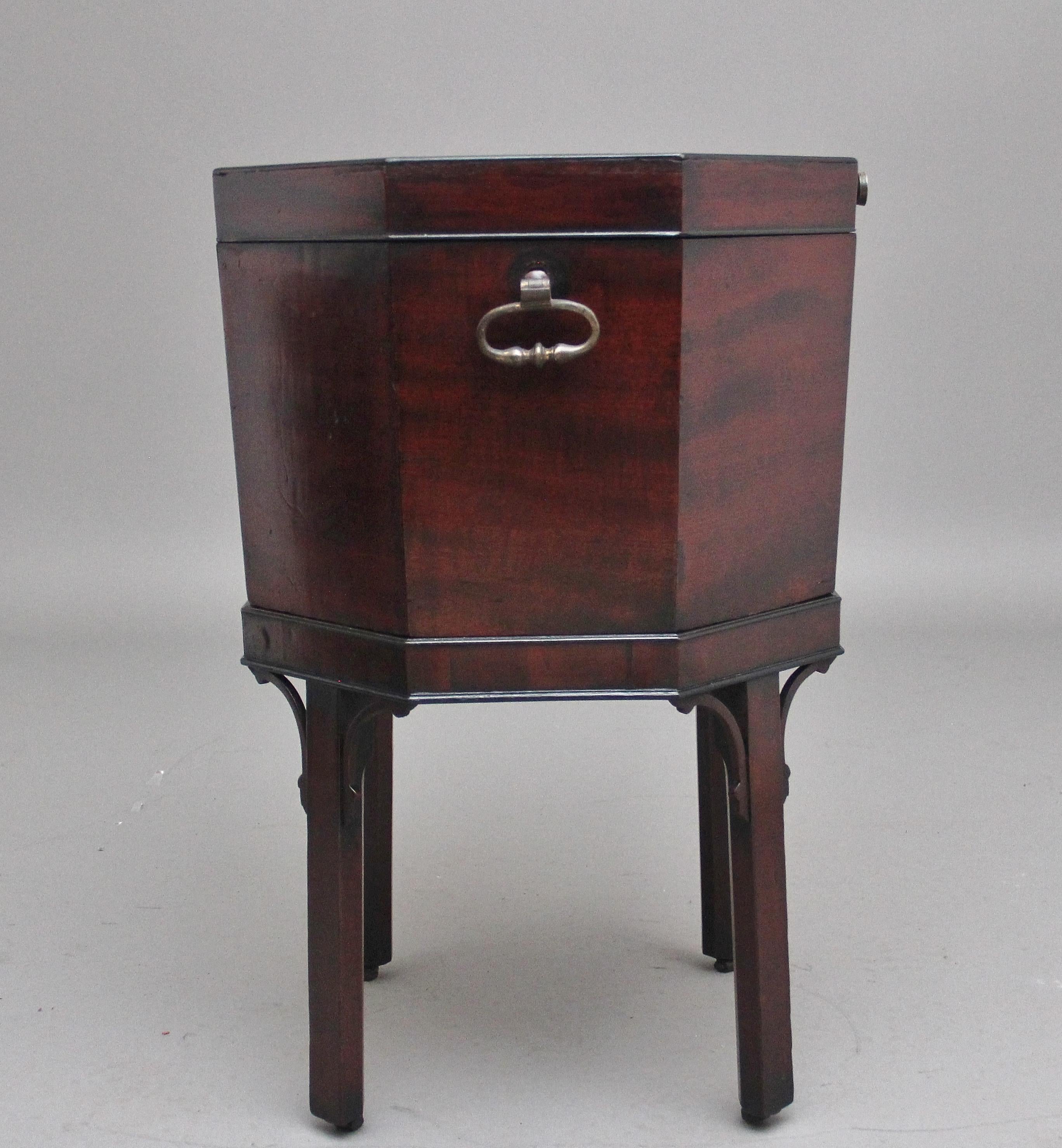 British 18th Century Mahogany Octagon Shaped Wine Cooler