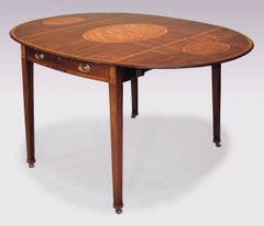 Late 18th Century Sheraton Mahogany Pembroke Table, Oval Design, UK