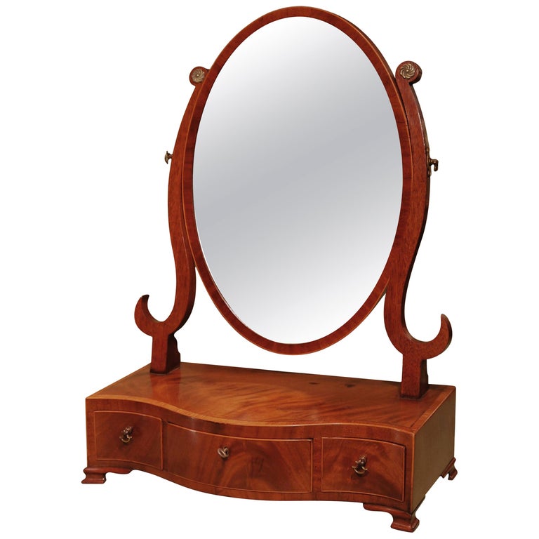 18th Century Mahogany Oval Toilet Mirror at 1stDibs