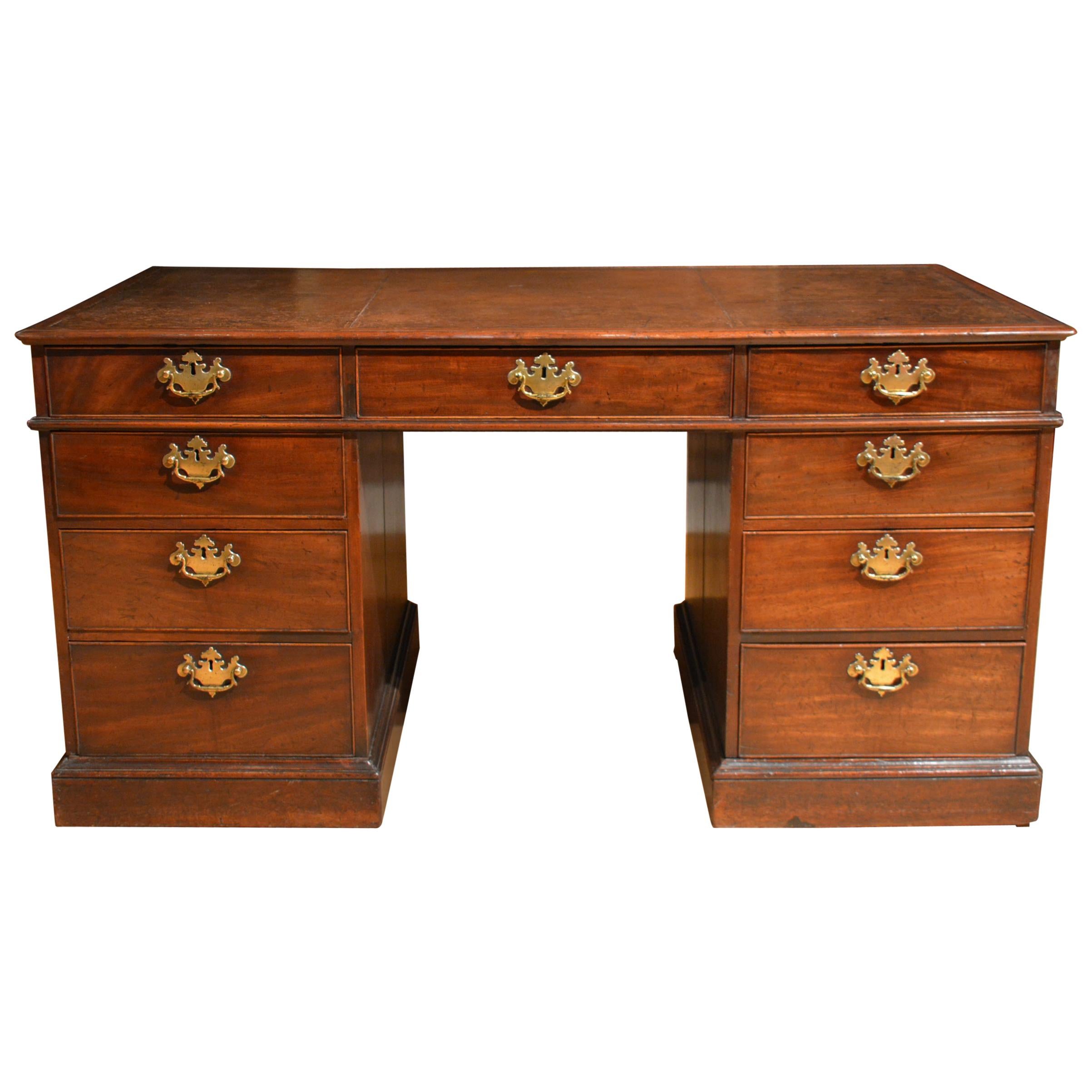 18th Century Mahogany Partners Desk For Sale