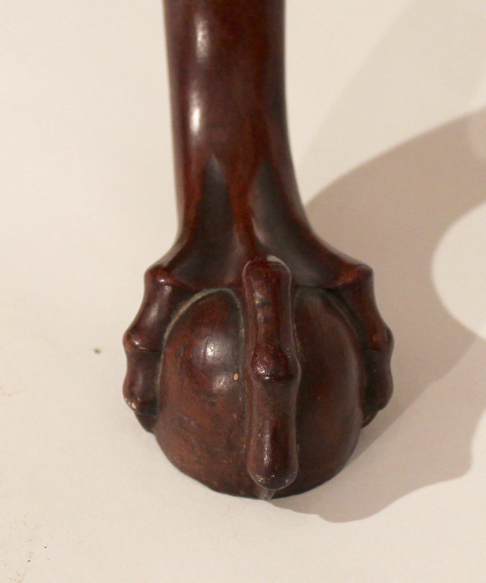 American 18th Century Mahogany Philadelphia Chippendale Claw and Ball Foot Candle Stand