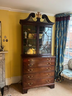 18th Century Mahogany Secretaire Bookcase China Cabinet