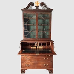 18th Century Mahogany Secretaire Bookcase China Cabinet