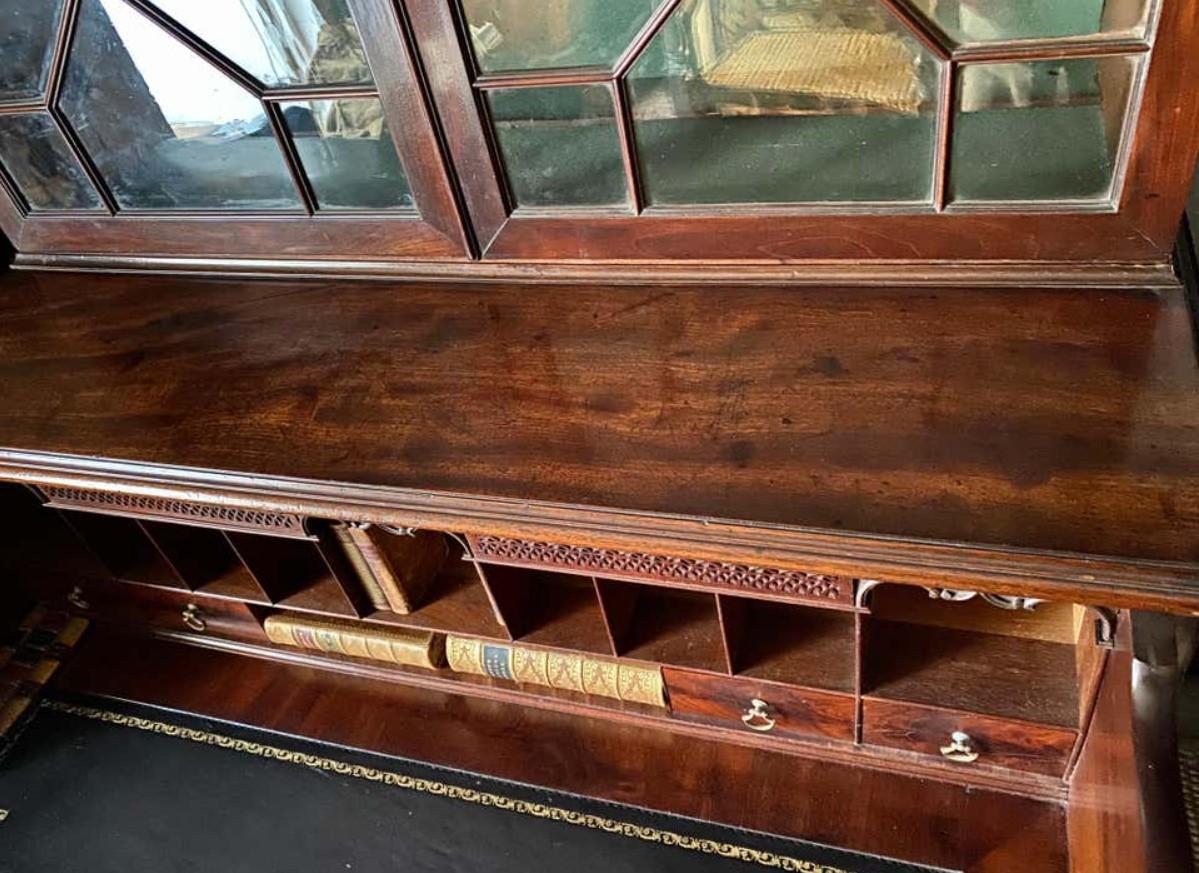 18th Century Mahogany Secretaire Bookcase China Cabinet For Sale 1