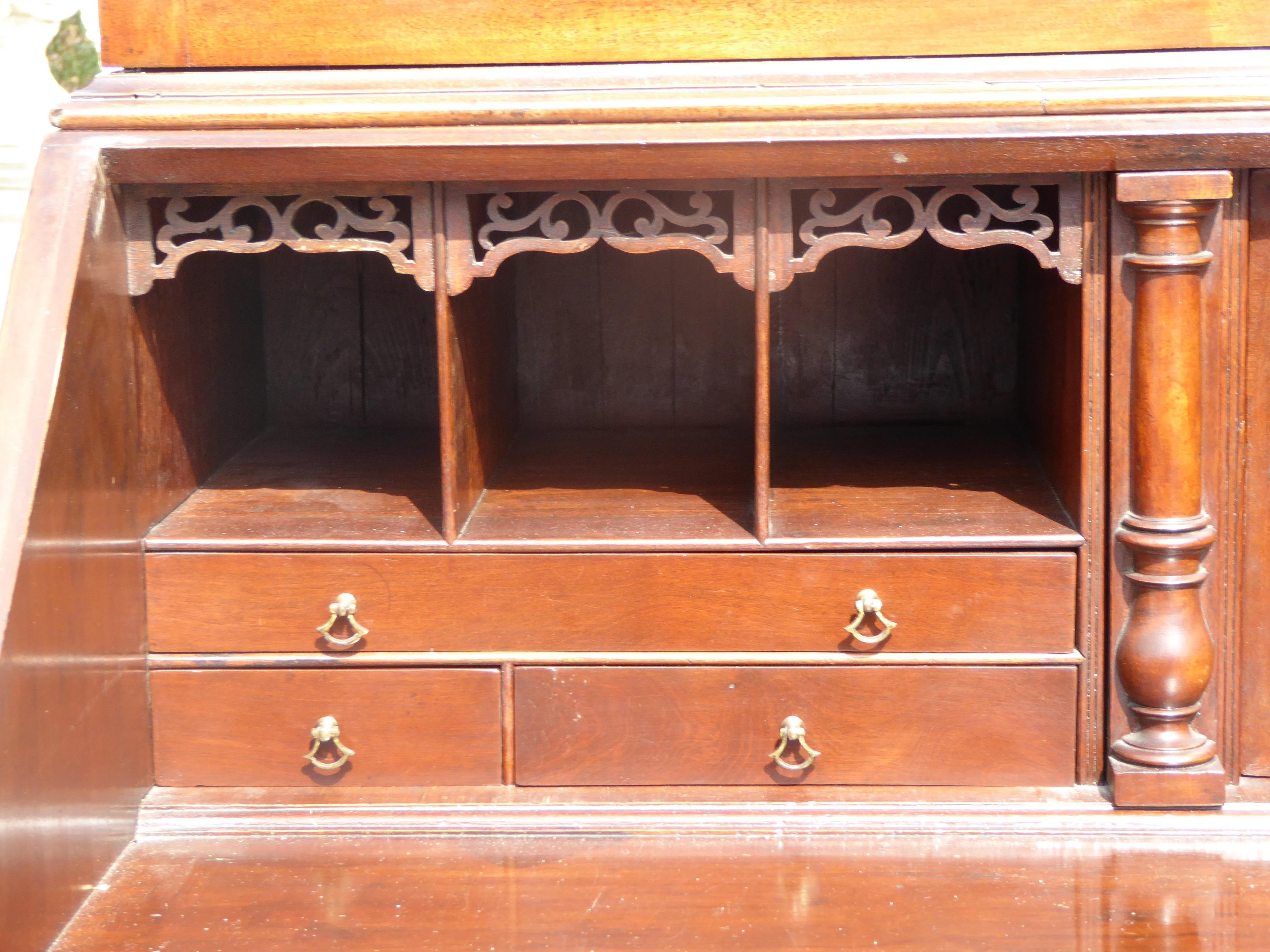 English 18th Century Mahogany Secretary Bookcase