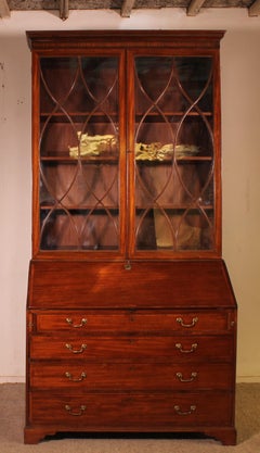 18th Century Mahogany Secretary With Bookcase-england