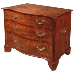 18th Century Mahogany Serpentine Chest with Carrying Handles