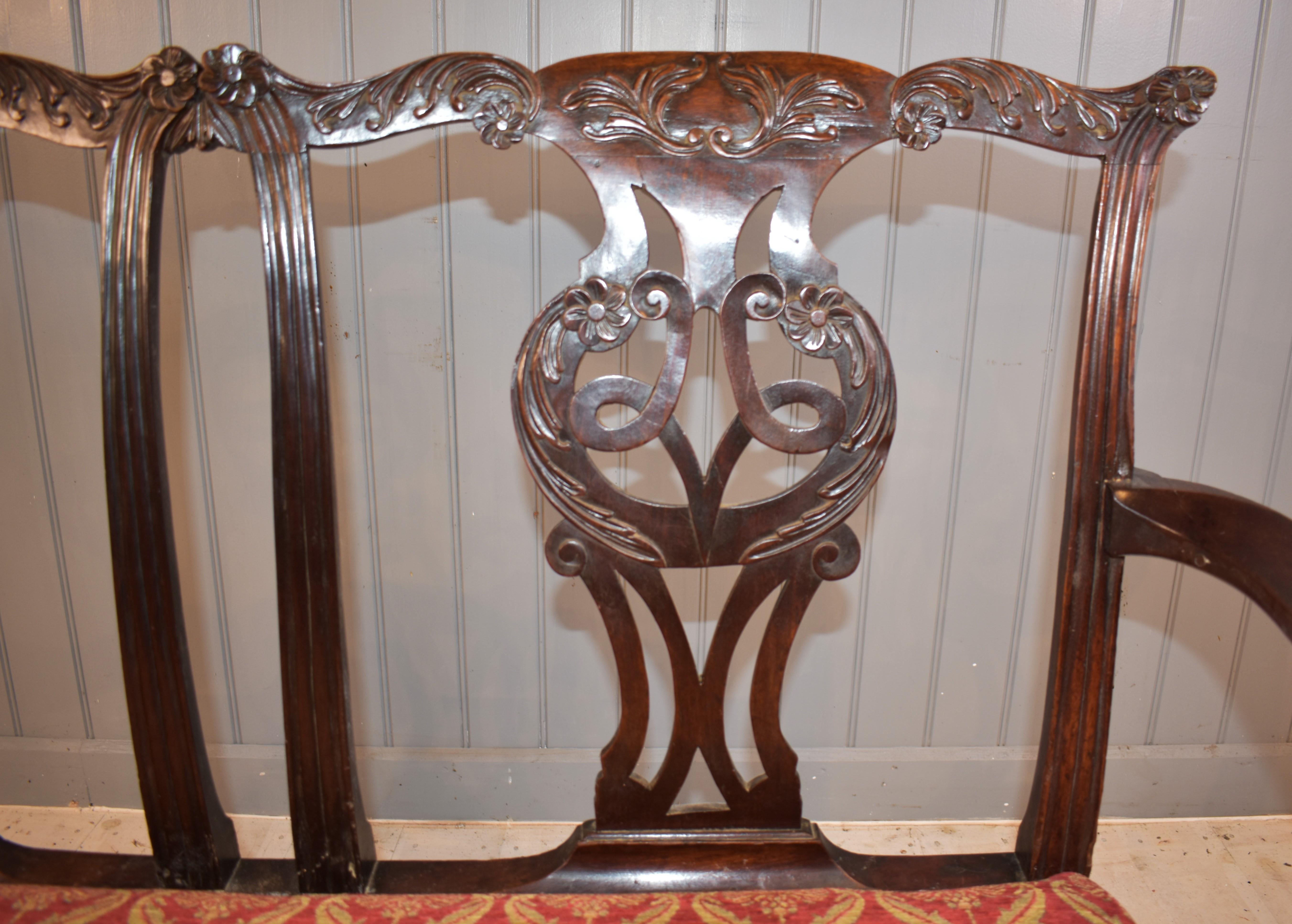 18th century mahogany settee In Good Condition For Sale In Penzance, GB