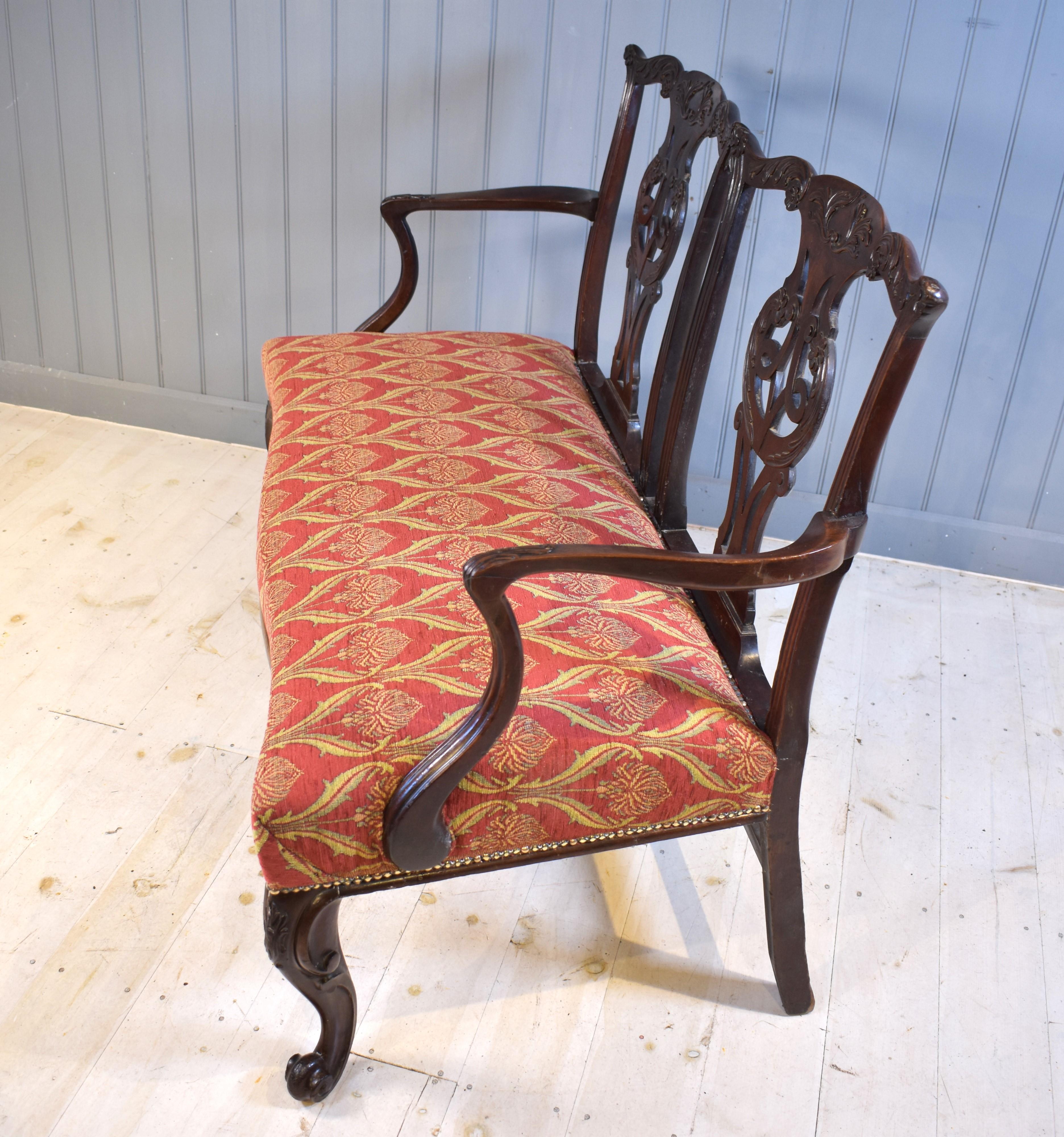 18th century mahogany settee For Sale 2