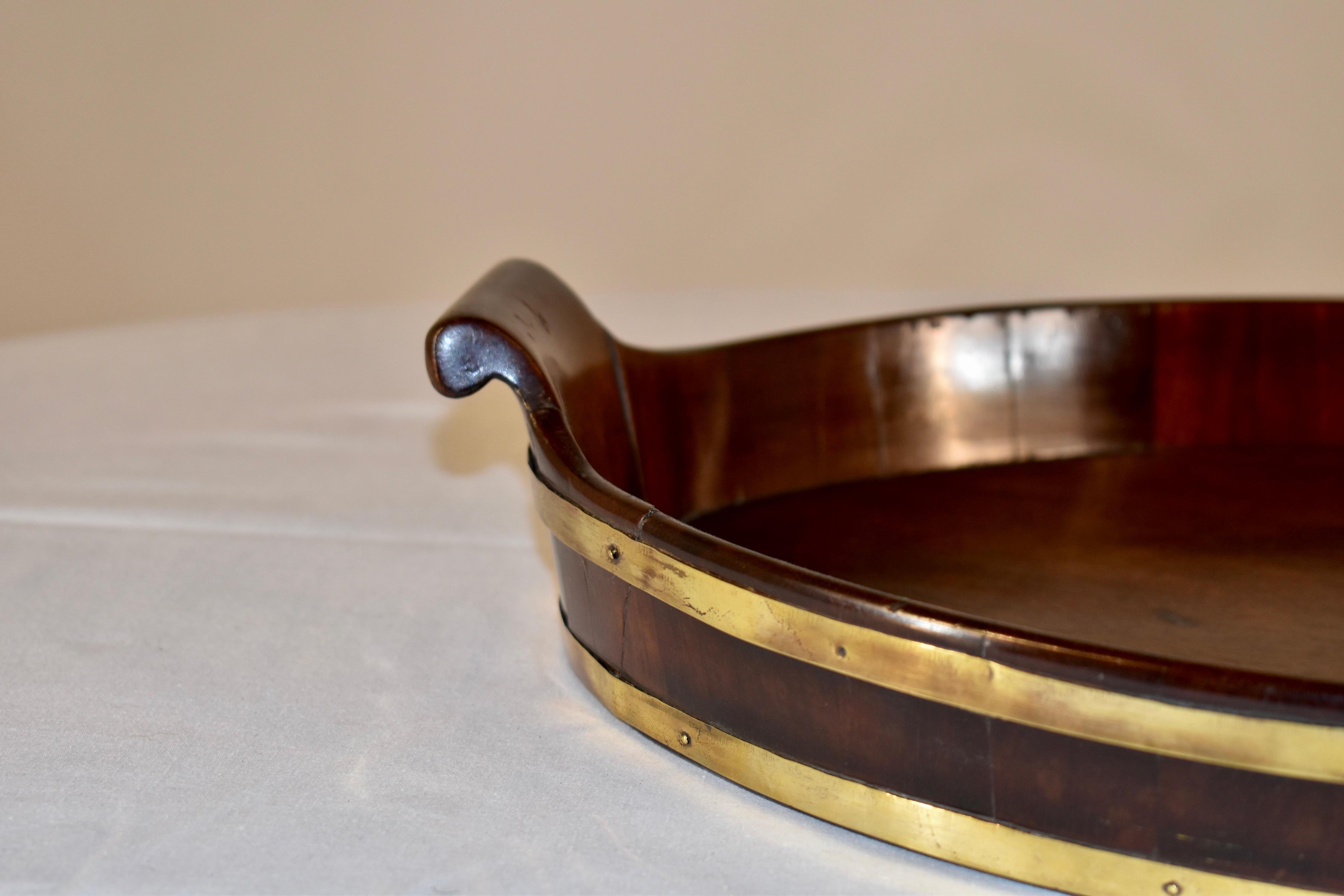 Brass 18th Century Mahogany Strapped Tray For Sale