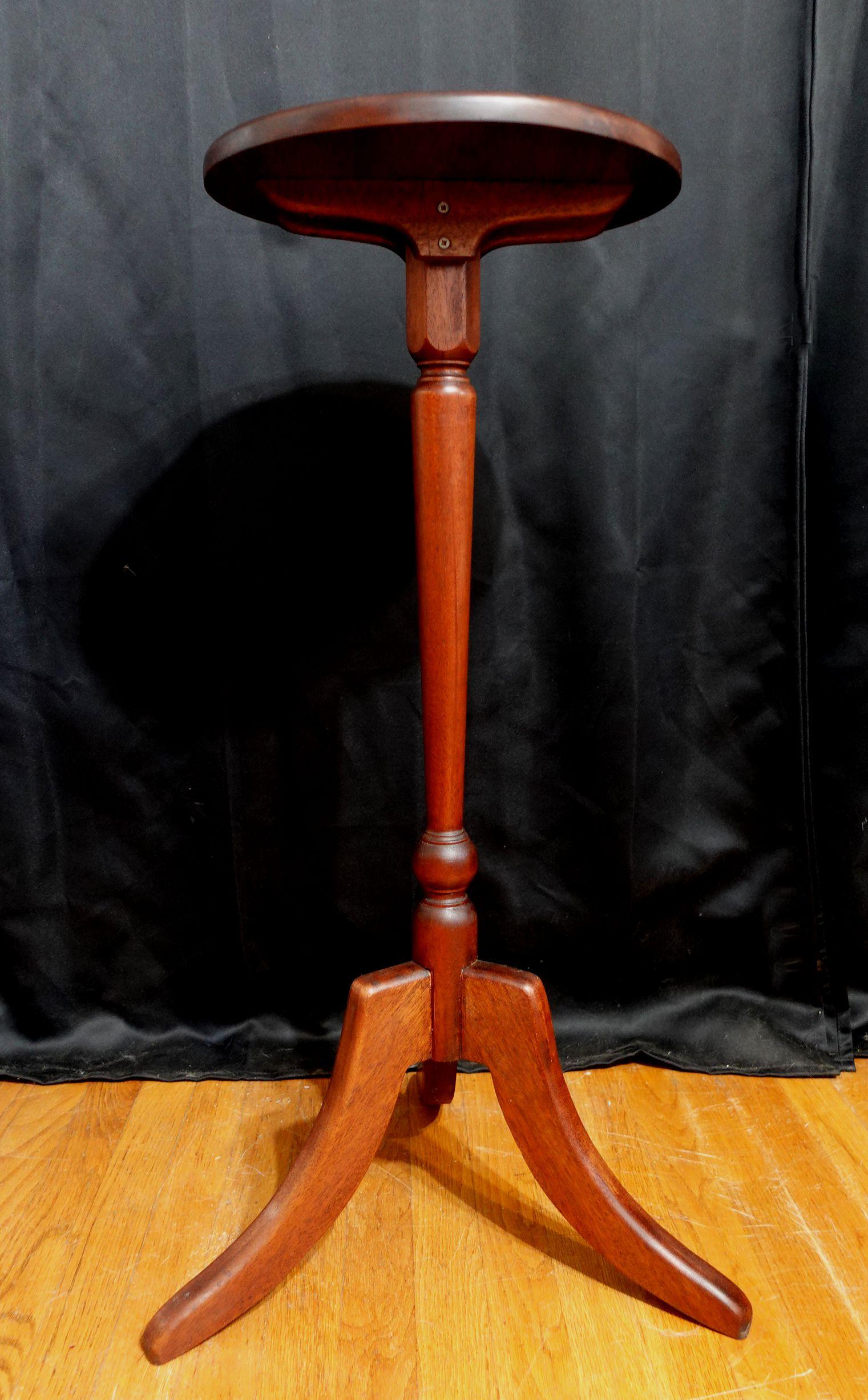 American 18th Century Mahogany Tripod Candle Stand For Sale