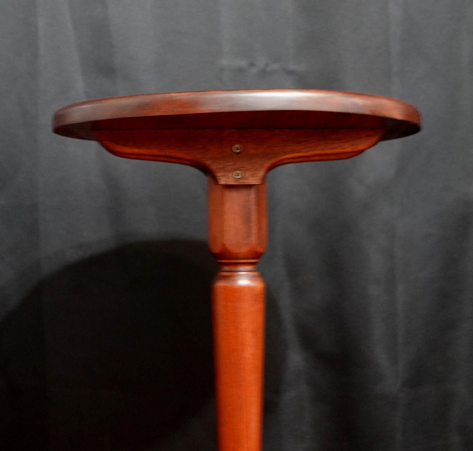Hand-Carved 18th Century Mahogany Tripod Candle Stand For Sale