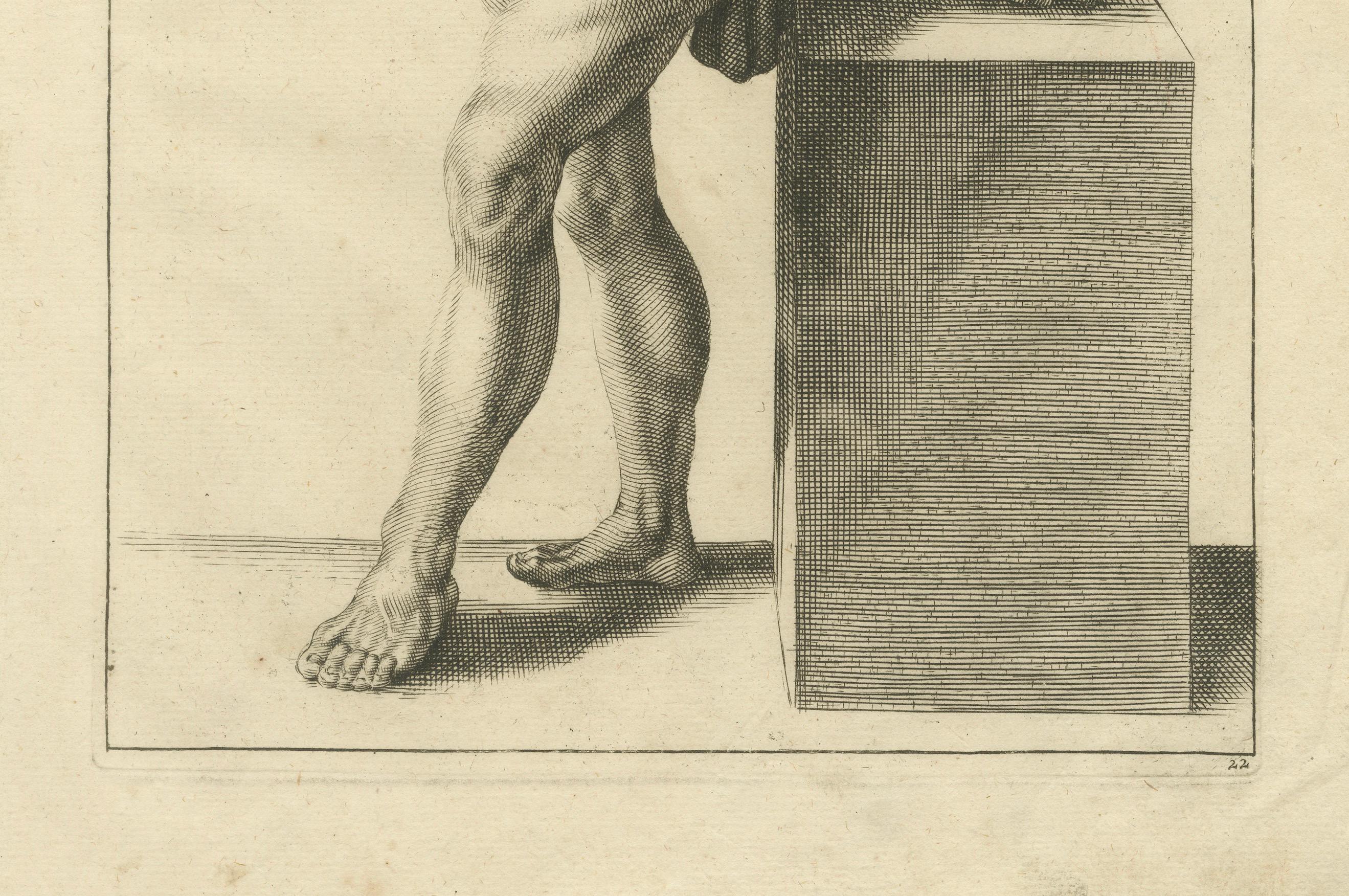 18th Century Male Nude Academic Figure Study after Gérard de Lairesse, c1745