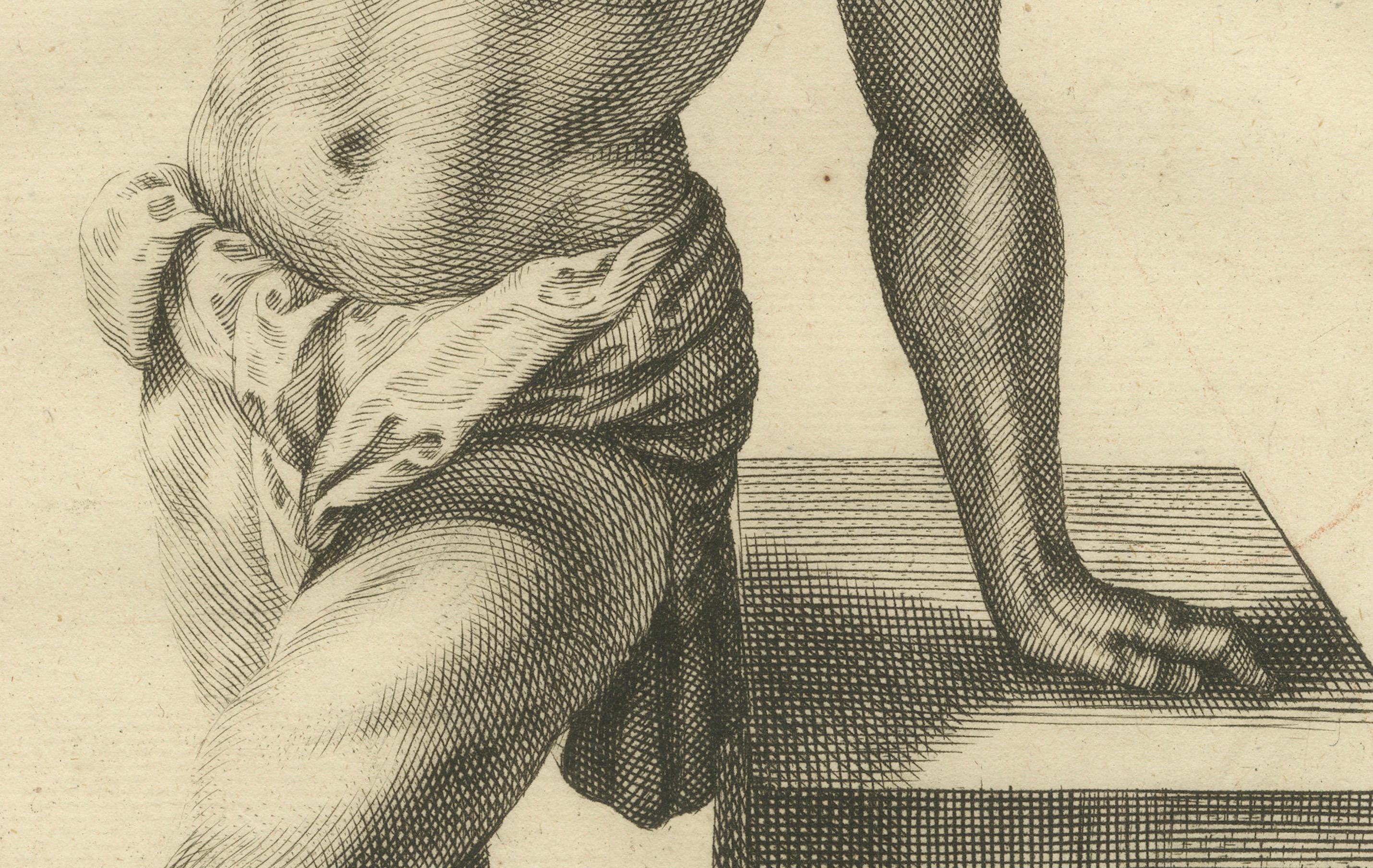 18th Century Male Nude Academic Figure Study after Gérard de Lairesse, c1745