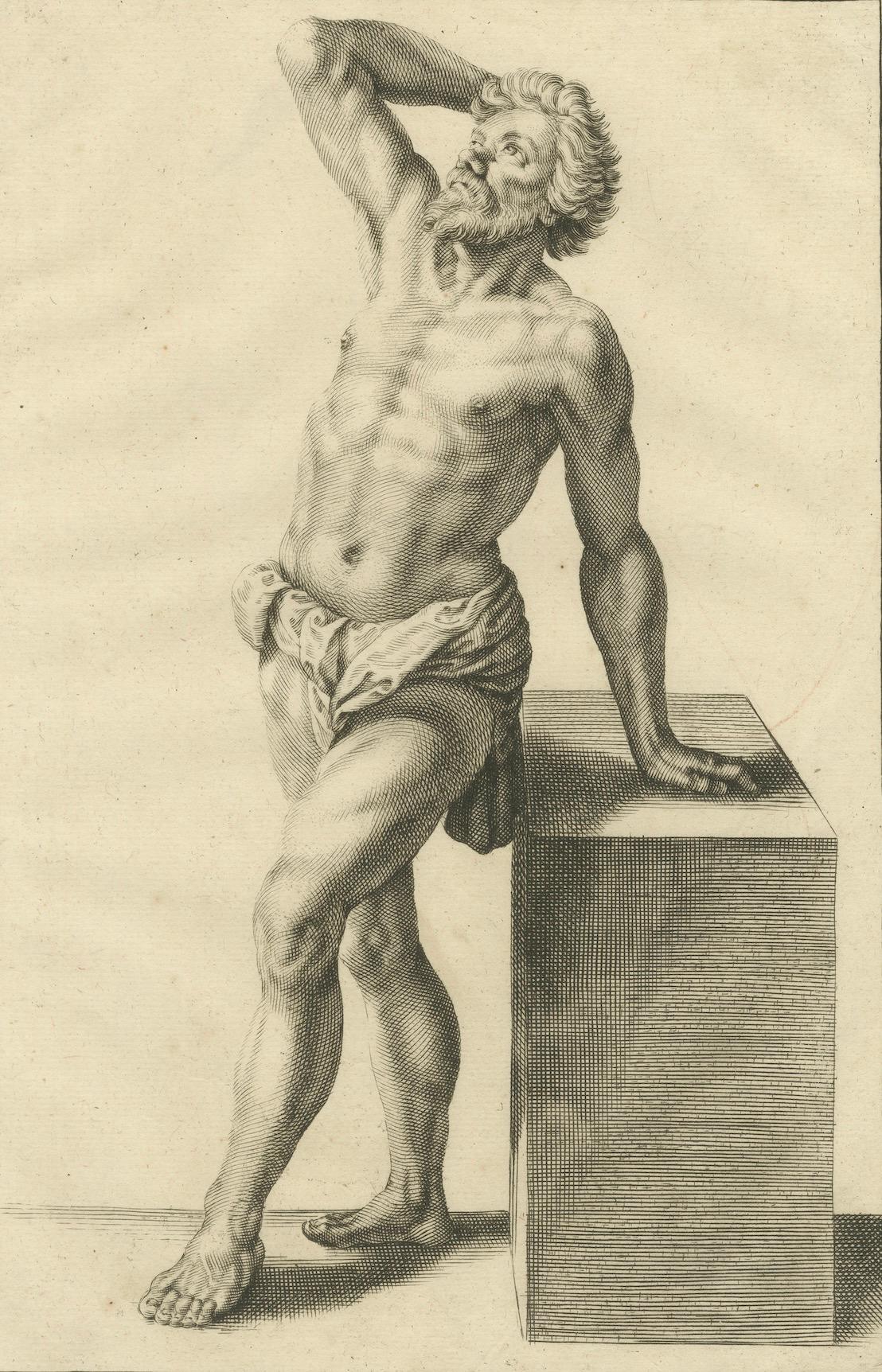 18th Century Male Nude Academic Figure Study after Gérard de Lairesse, c1745