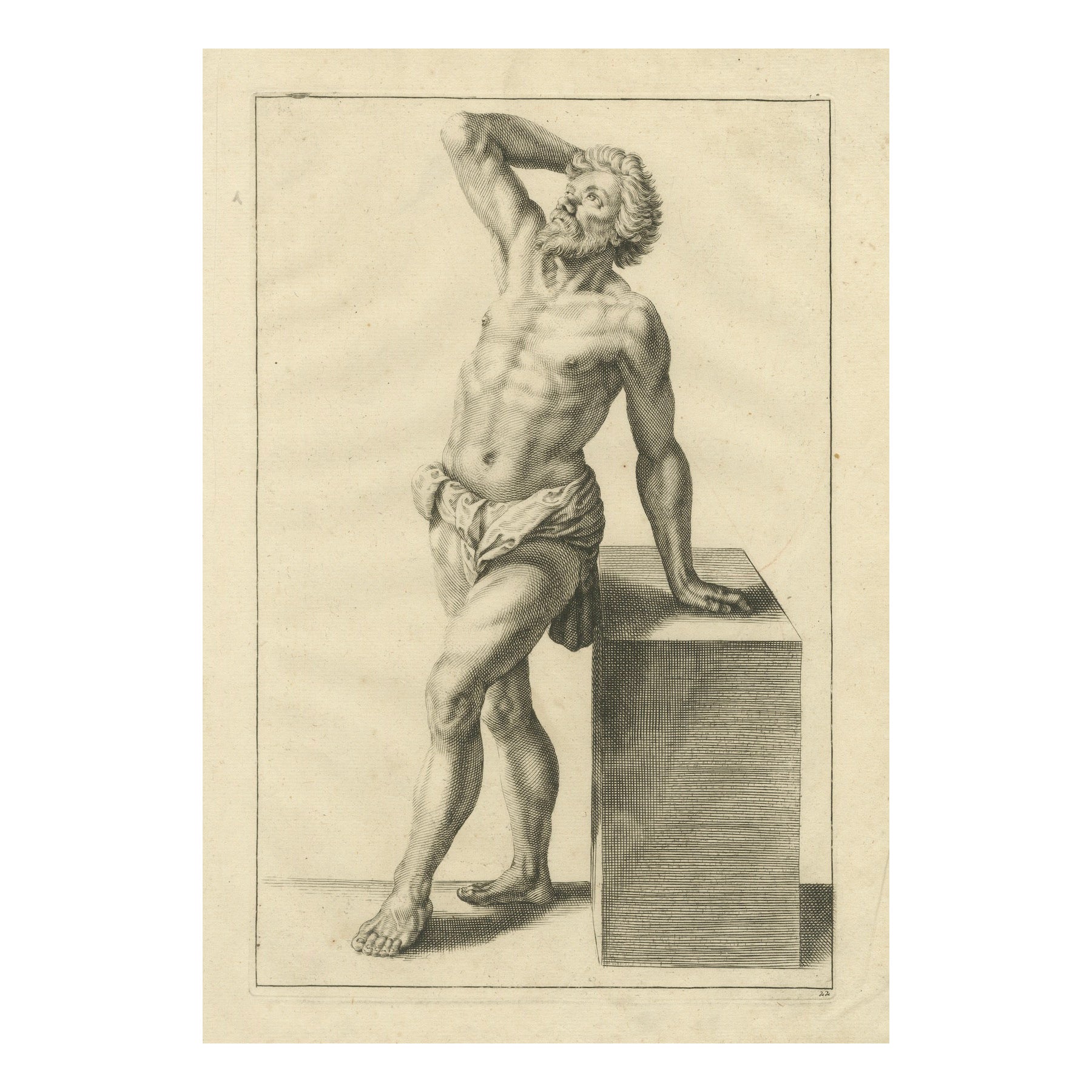 18th Century Male Nude Academic Figure Study after Gérard de Lairesse, c1745