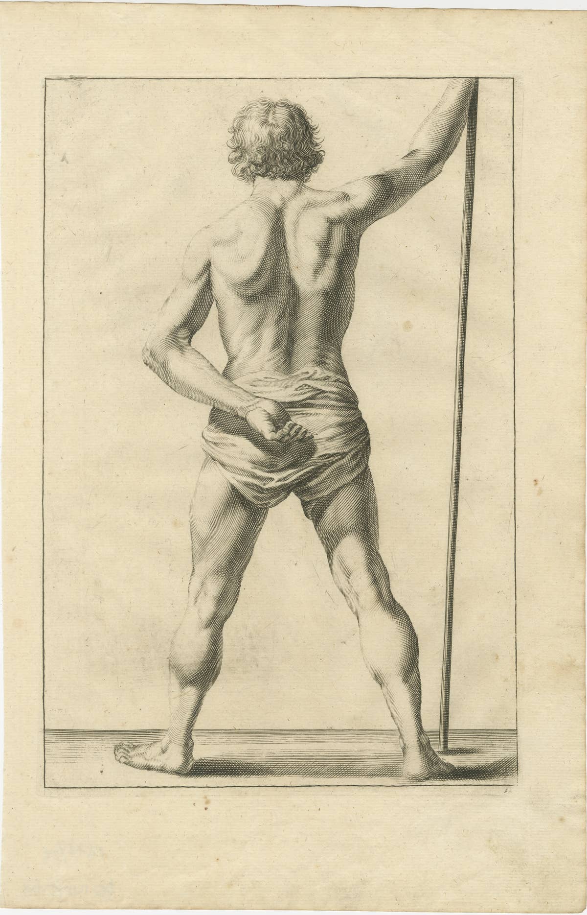 18th Century Male Nude Back View Academic Figure Study after de Lairesse c1745