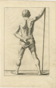 18. Jahrhundert Männlicher Akt Rückenansicht Akademische Figurenstudie nach de Lairesse um 1745