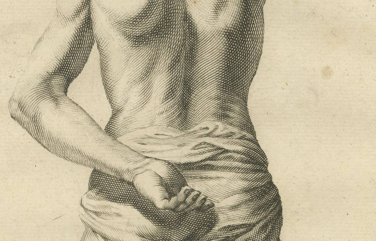 18th Century Male Nude Back View Academic Figure Study after de Lairesse c1745
