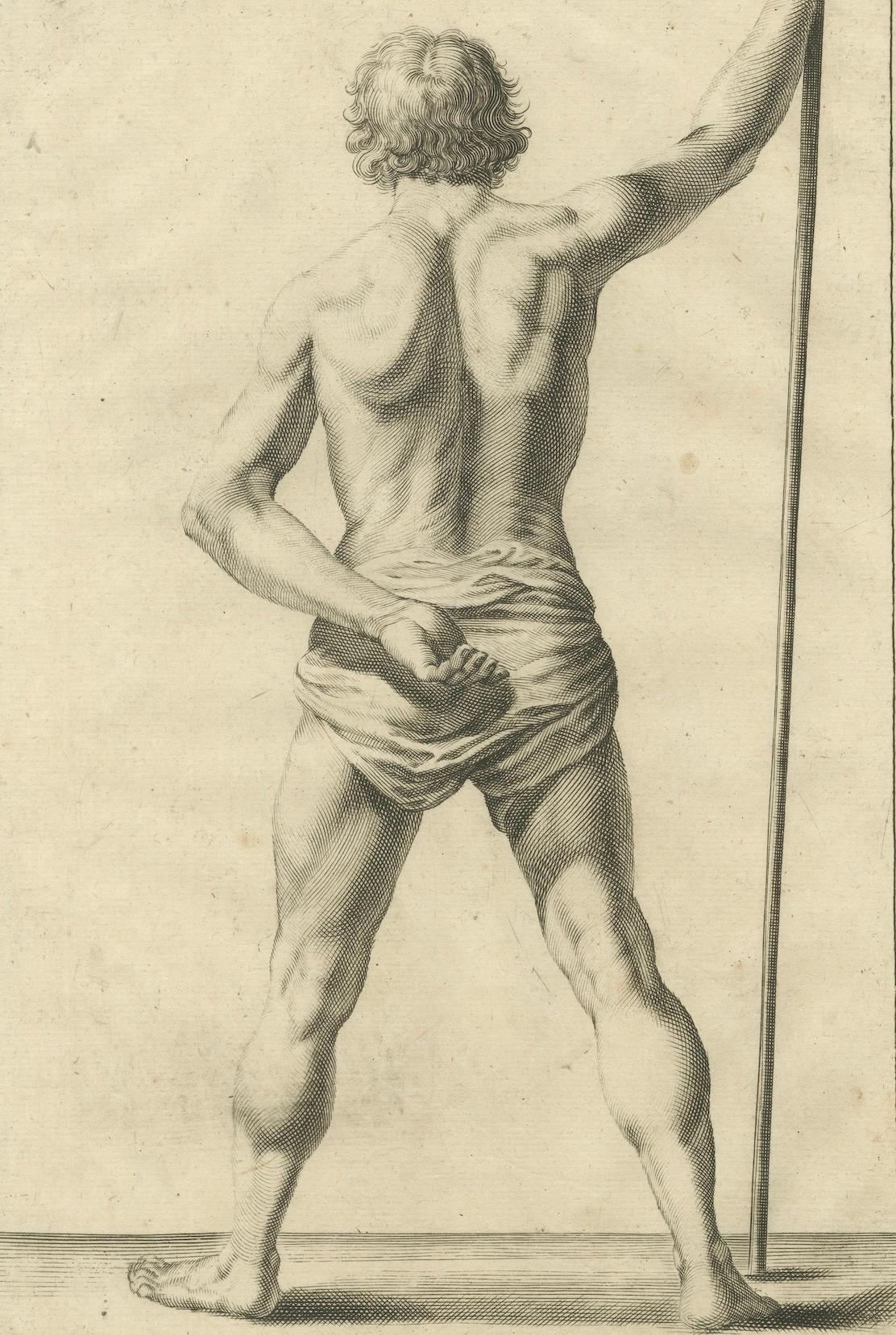 18th Century Male Nude Back View Academic Figure Study after de Lairesse c1745
