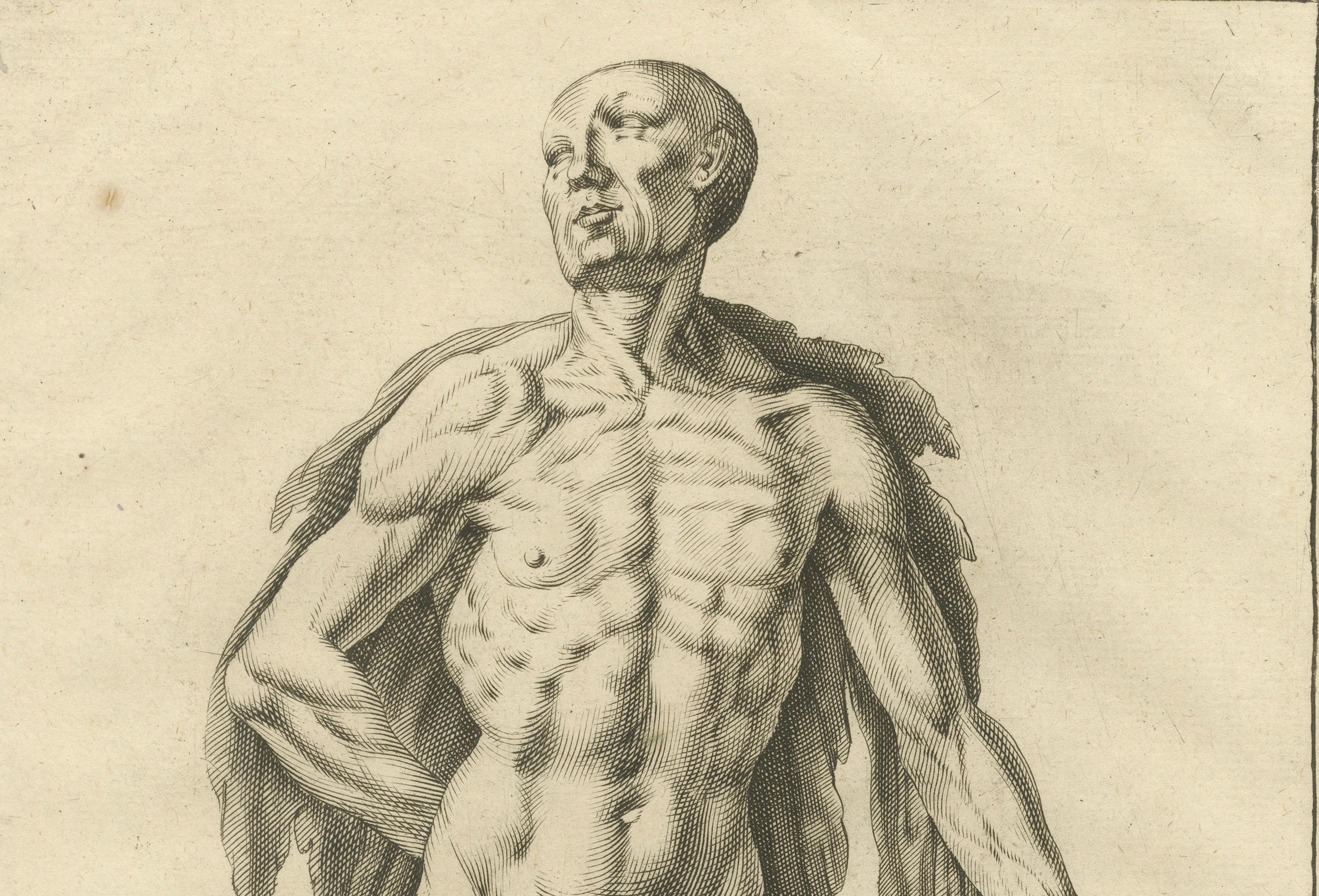 18th Century Male Nude with Shovel Academic Figure Study after de Lairesse c1745