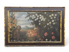 18th Century Mallorcan School Oil Painting with Monkey, Original Frame