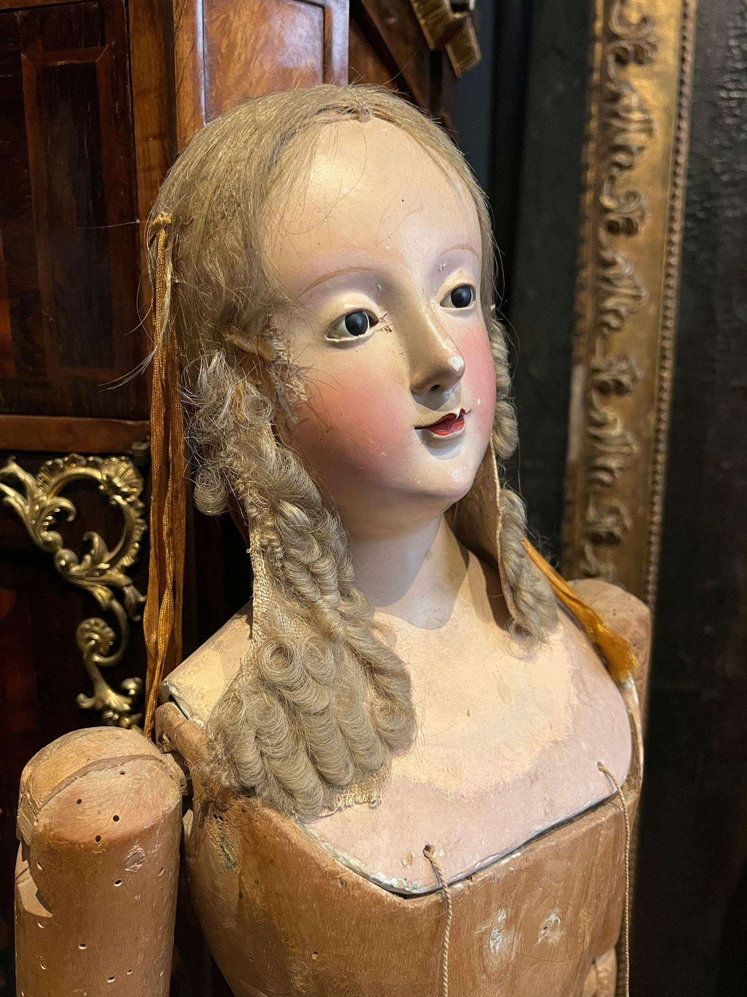 Wood 18th Century Mannequin Depicting A Female Figure