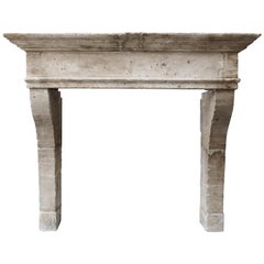 18th Century Countryside Fireplace Mantel of French Limestone