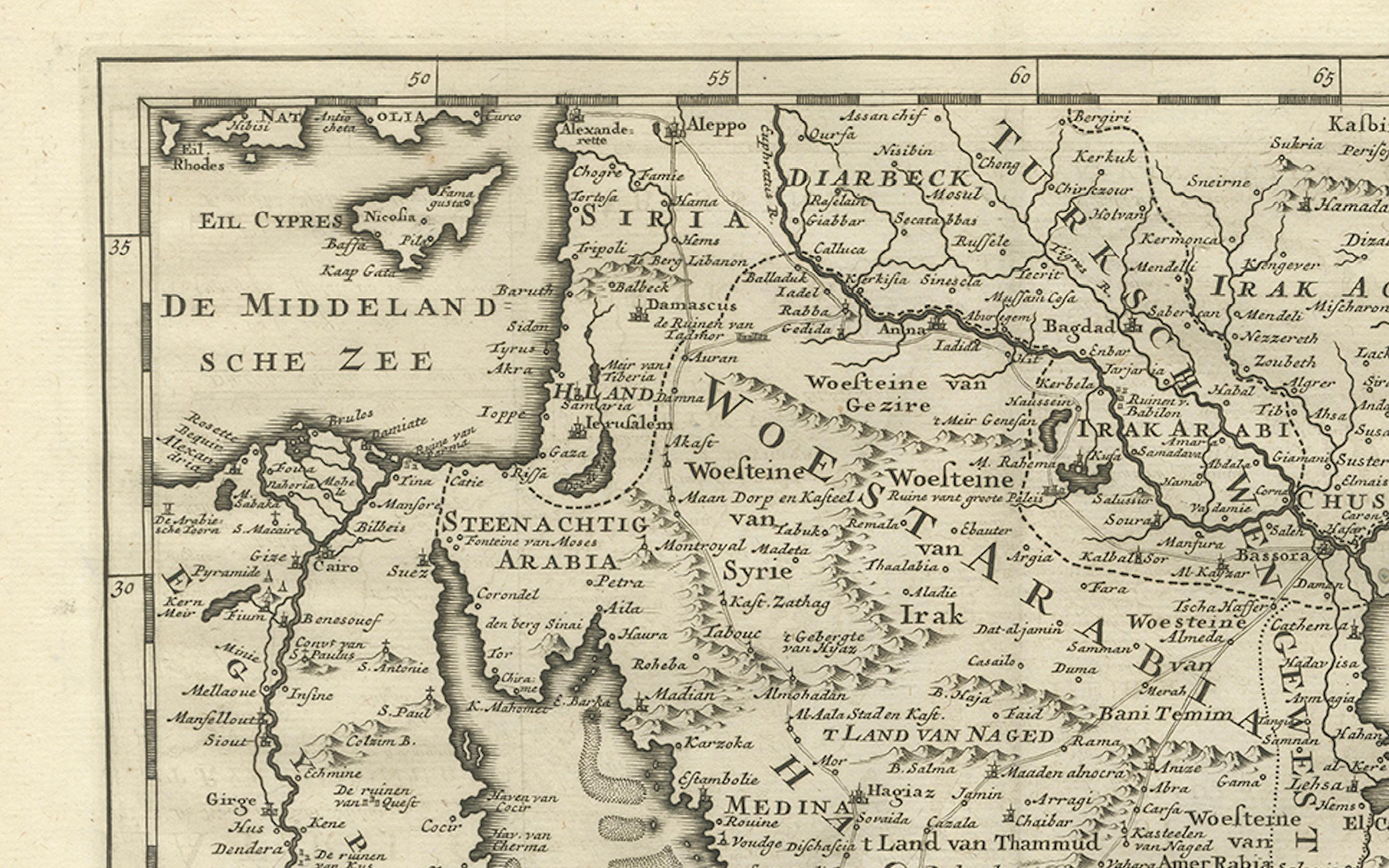 Karte von Arabien aus dem 18. Jahrhundert - Tirion, Amsterdam um 1730 im Zustand „Gut“ im Angebot in Langweer, NL