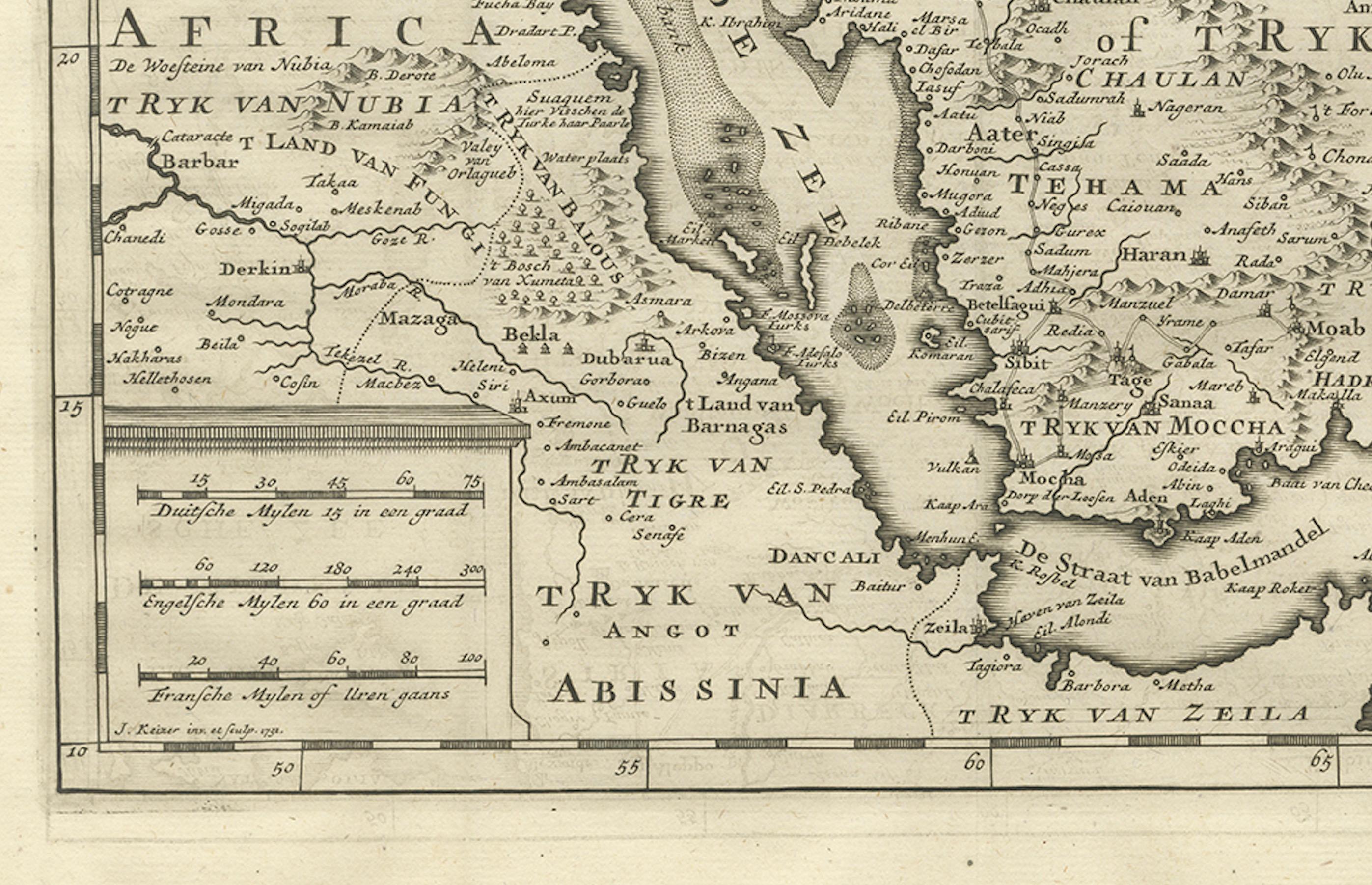 Karte von Arabien aus dem 18. Jahrhundert - Tirion, Amsterdam um 1730 (Papier) im Angebot