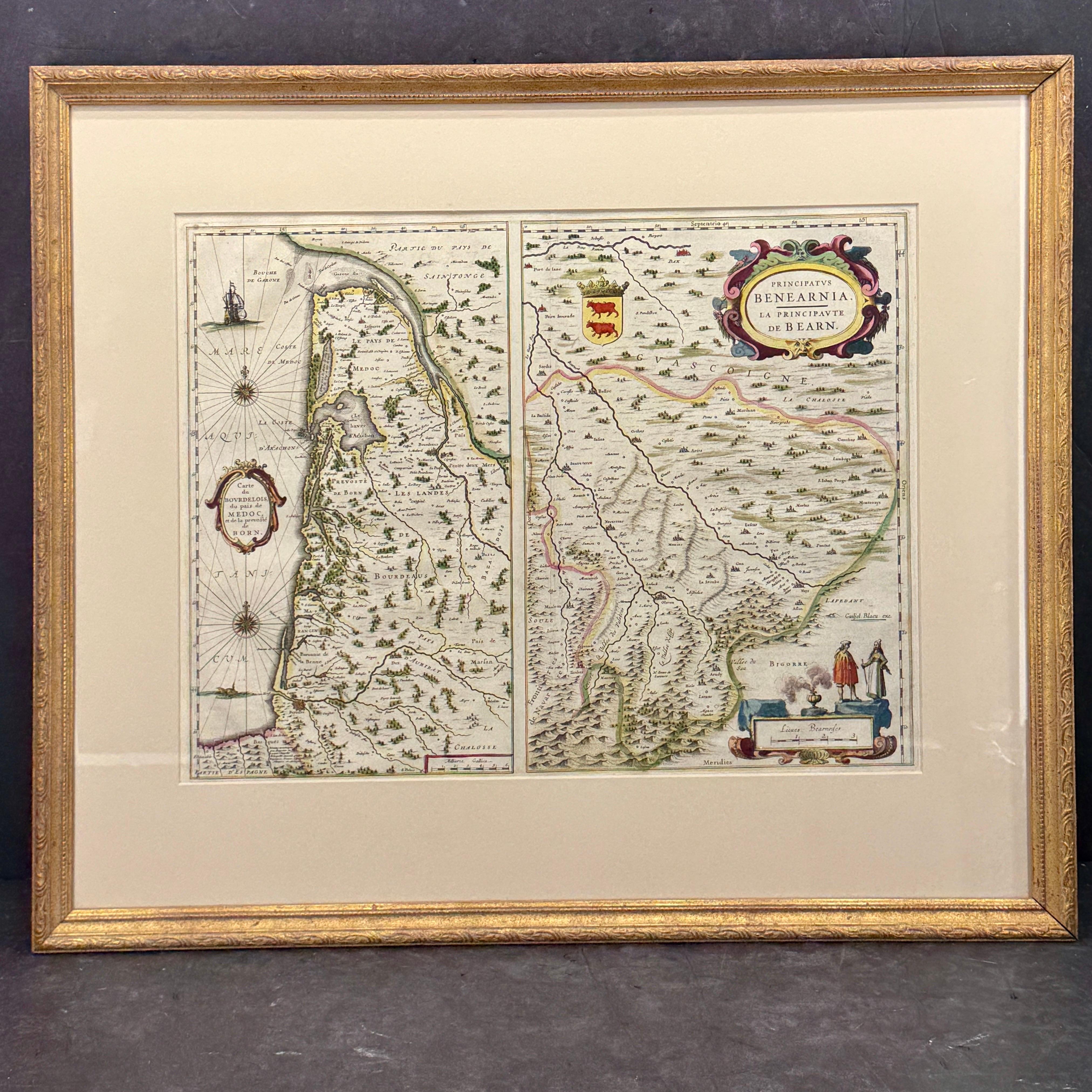 Danese Mappa del XVIII secolo della regione francese dei Pirenei in vendita