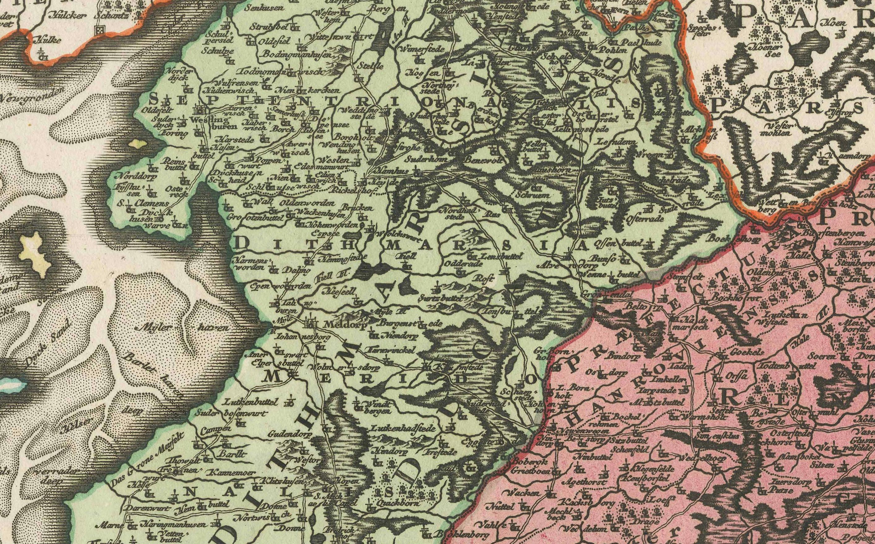 Carte du 18e siècle du Holstein et des duchés environnants par les Homann Heirs  

Description : Cette carte finement détaillée du XVIIIe siècle des héritiers Homann (Homannische Erben) illustre le duché de Holstein ainsi que les régions