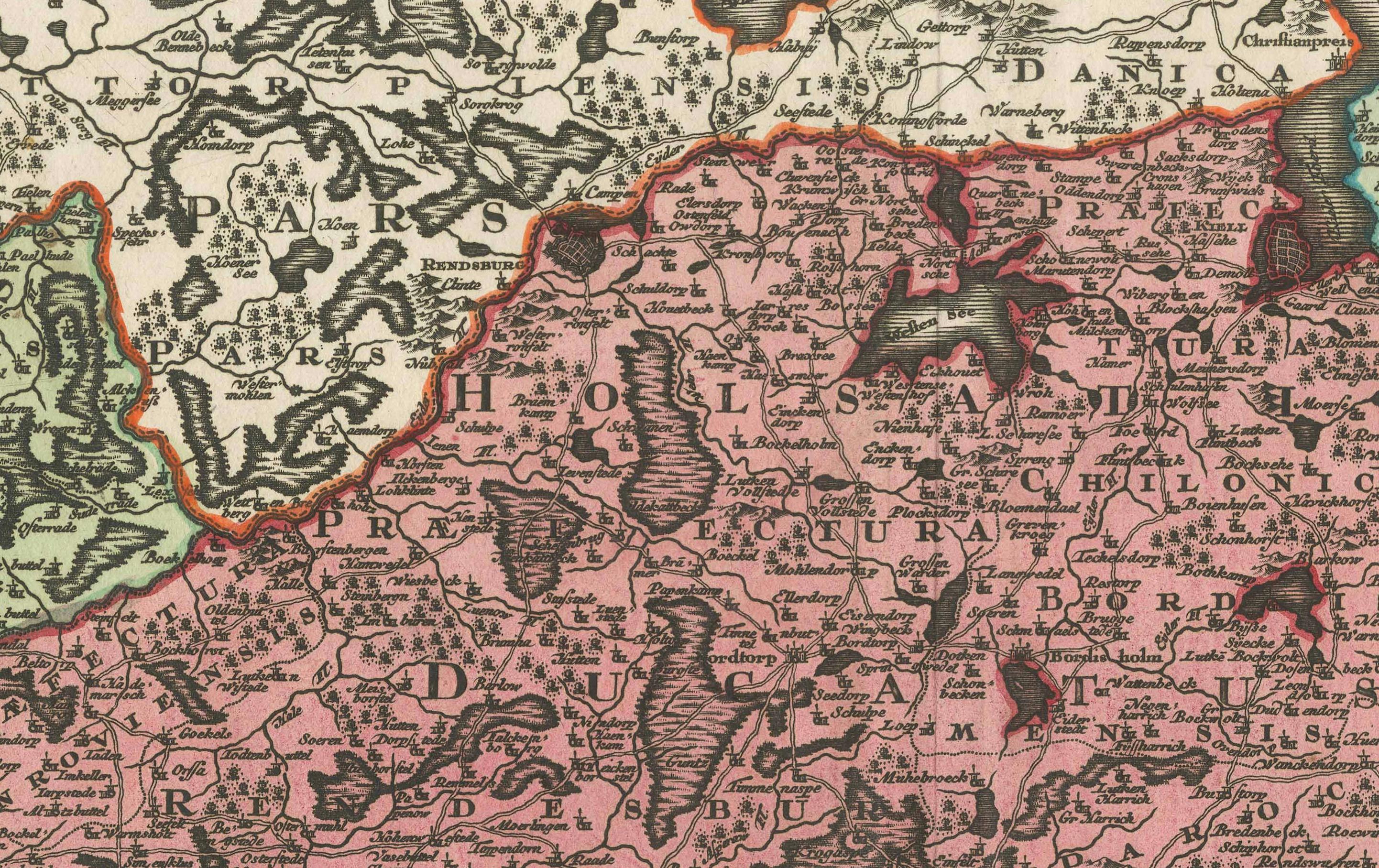 Gravé Carte du 18e siècle du Holstein et des duchés environnants par les Homann Heirs en vente