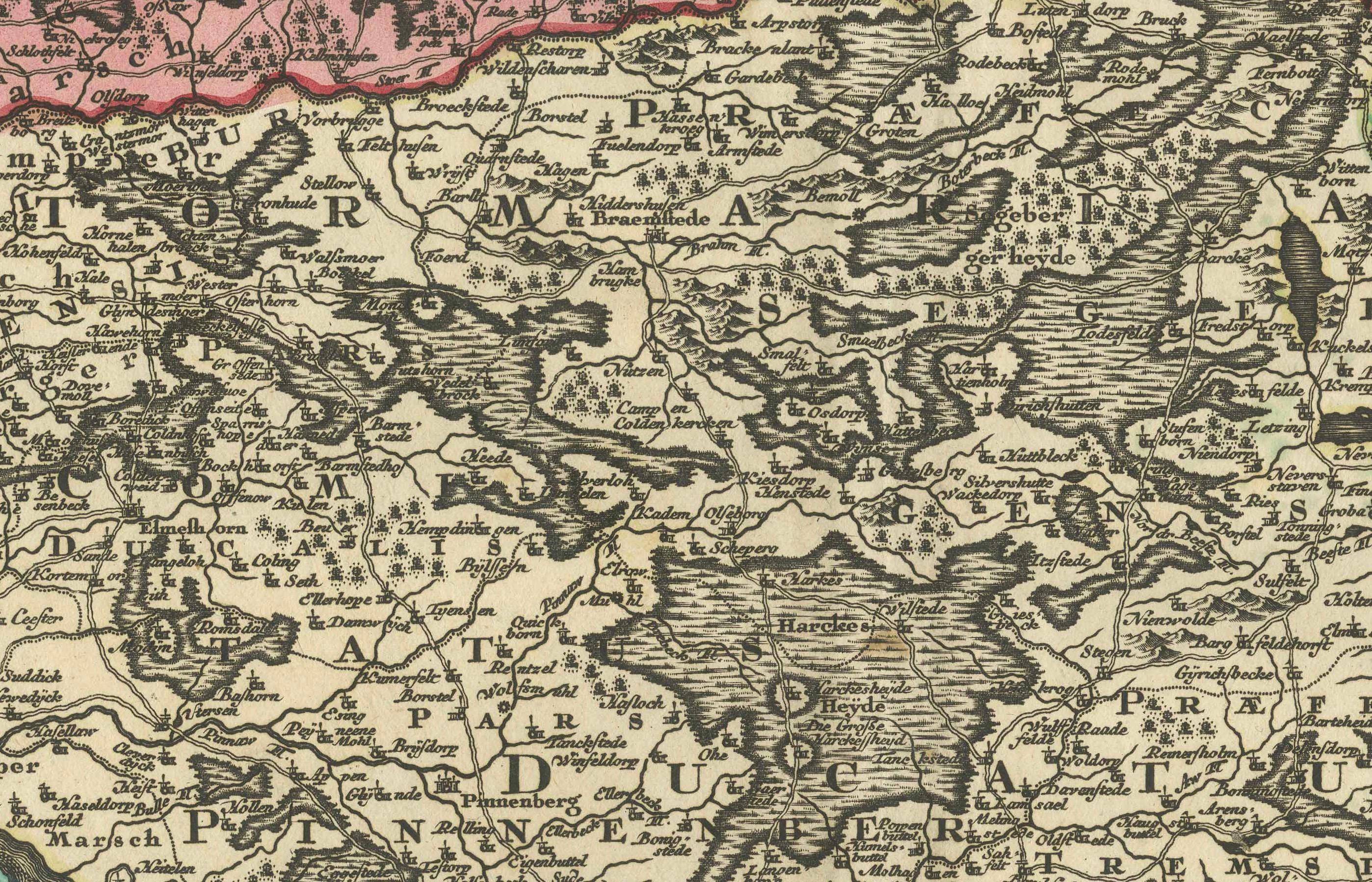 Carte du 18e siècle du Holstein et des duchés environnants par les Homann Heirs Bon état - En vente à Langweer, NL