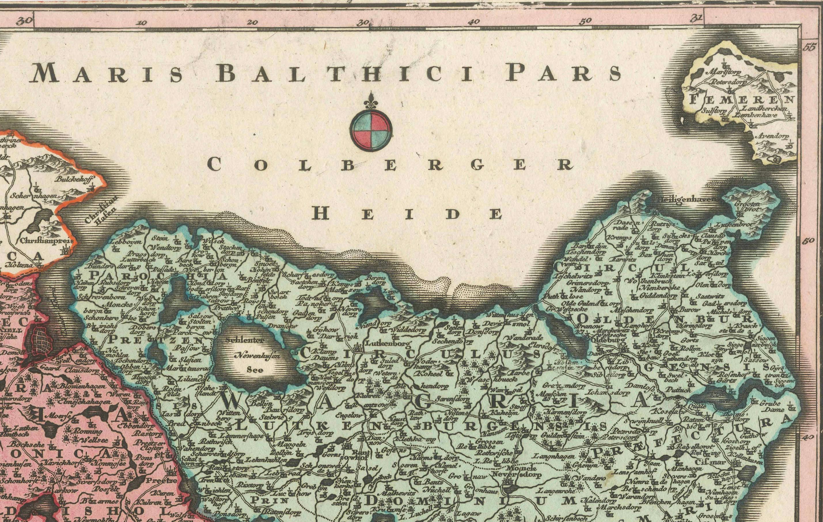 Carte du 18e siècle du Holstein et des duchés environnants par les Homann Heirs en vente 1