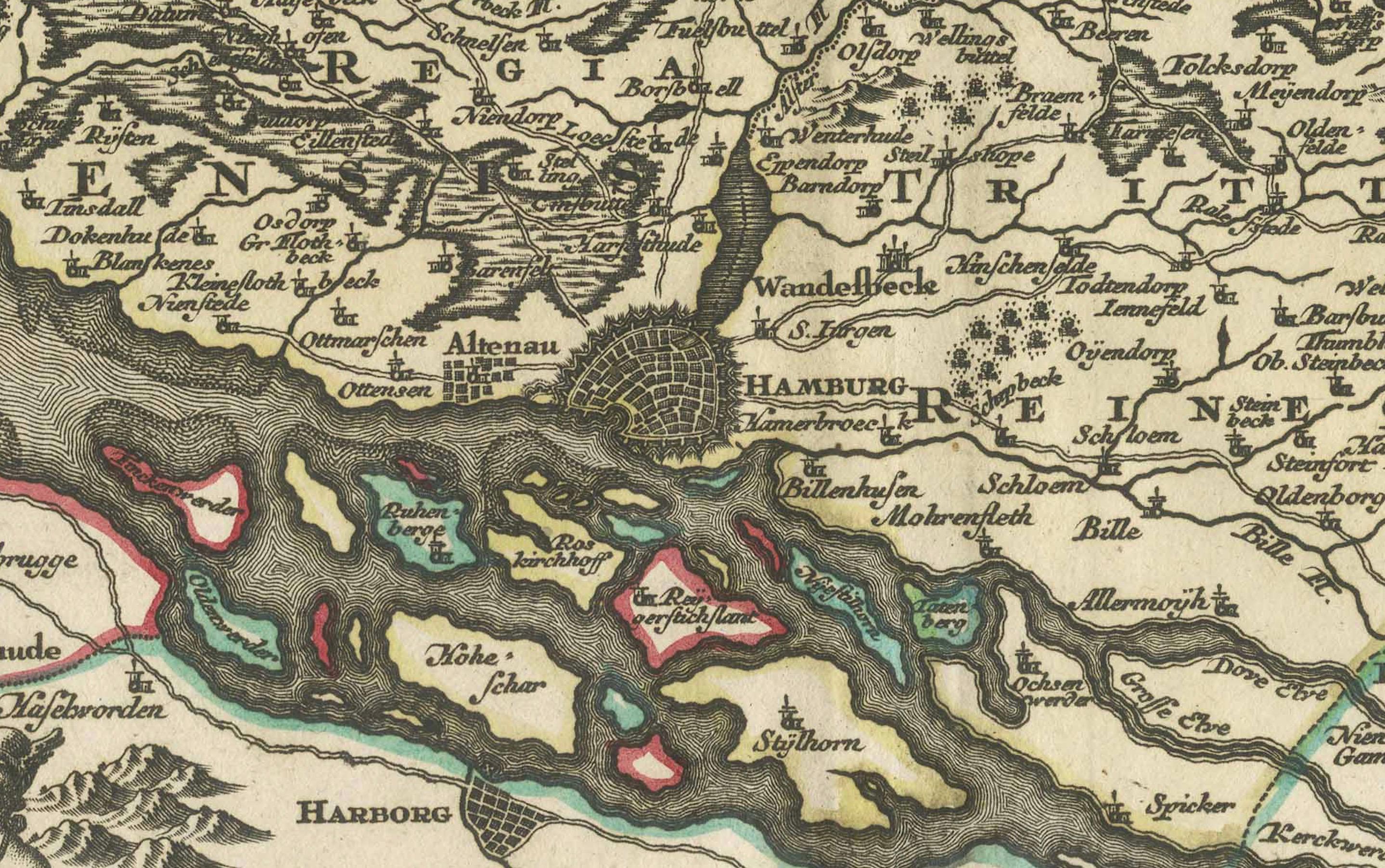 Carte du 18e siècle du Holstein et des duchés environnants par les Homann Heirs en vente 3