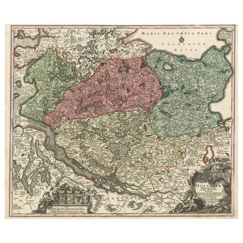 18th-Century Map of Holstein and Surrounding Duchies by Homann Heirs