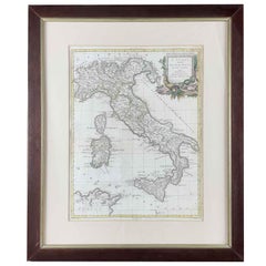 18th Century Map of Italy by Antonio Zatta 1782 Original Hand-Colored Etching