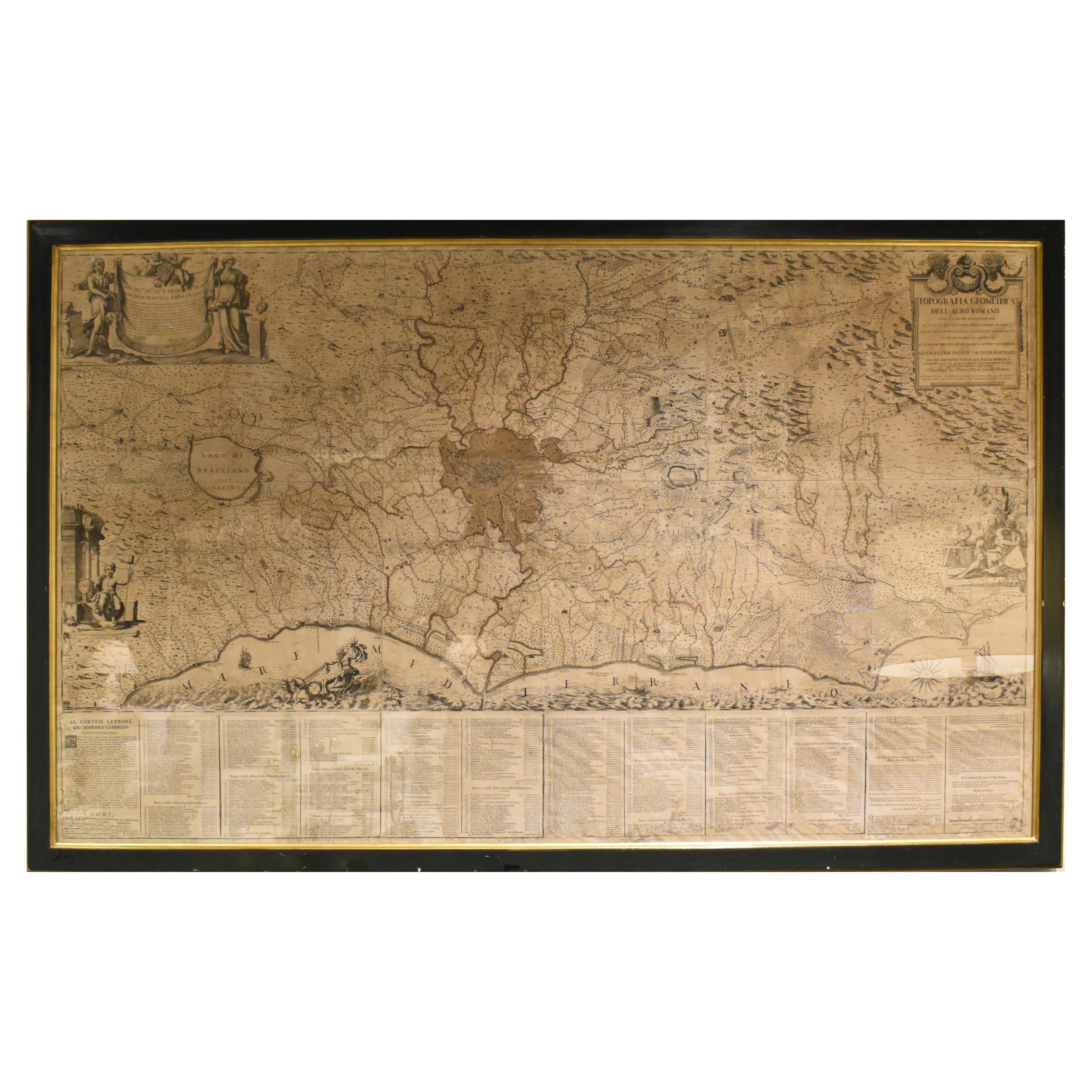 Mappa di Roma e dintorni del XVIII secolo in vendita