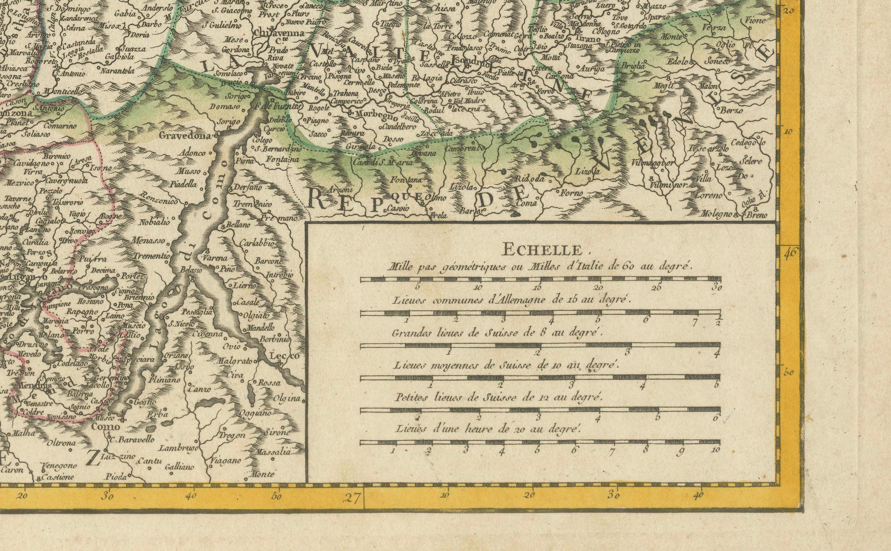 Carte de la Confédération suisse du XVIIIe siècle par Robert The Vaugondy Bon état - En vente à Langweer, NL