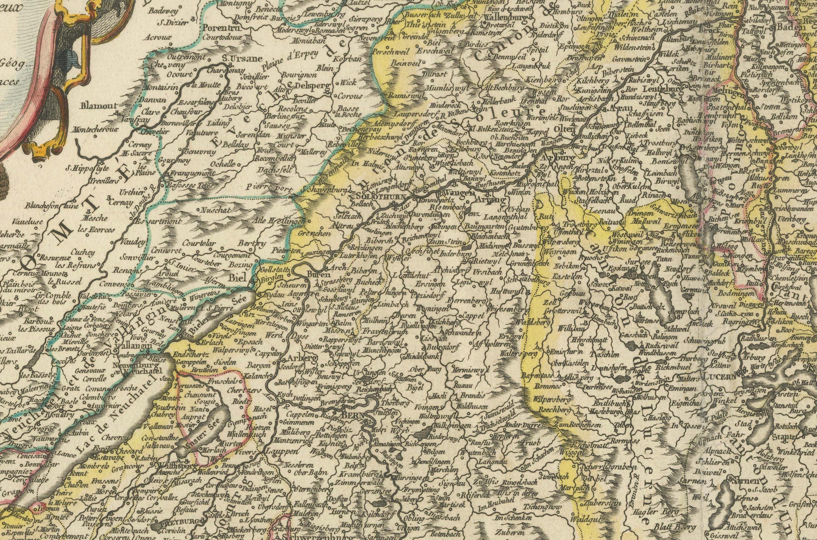 Papier Carte de la Confédération suisse du XVIIIe siècle par Robert The Vaugondy en vente
