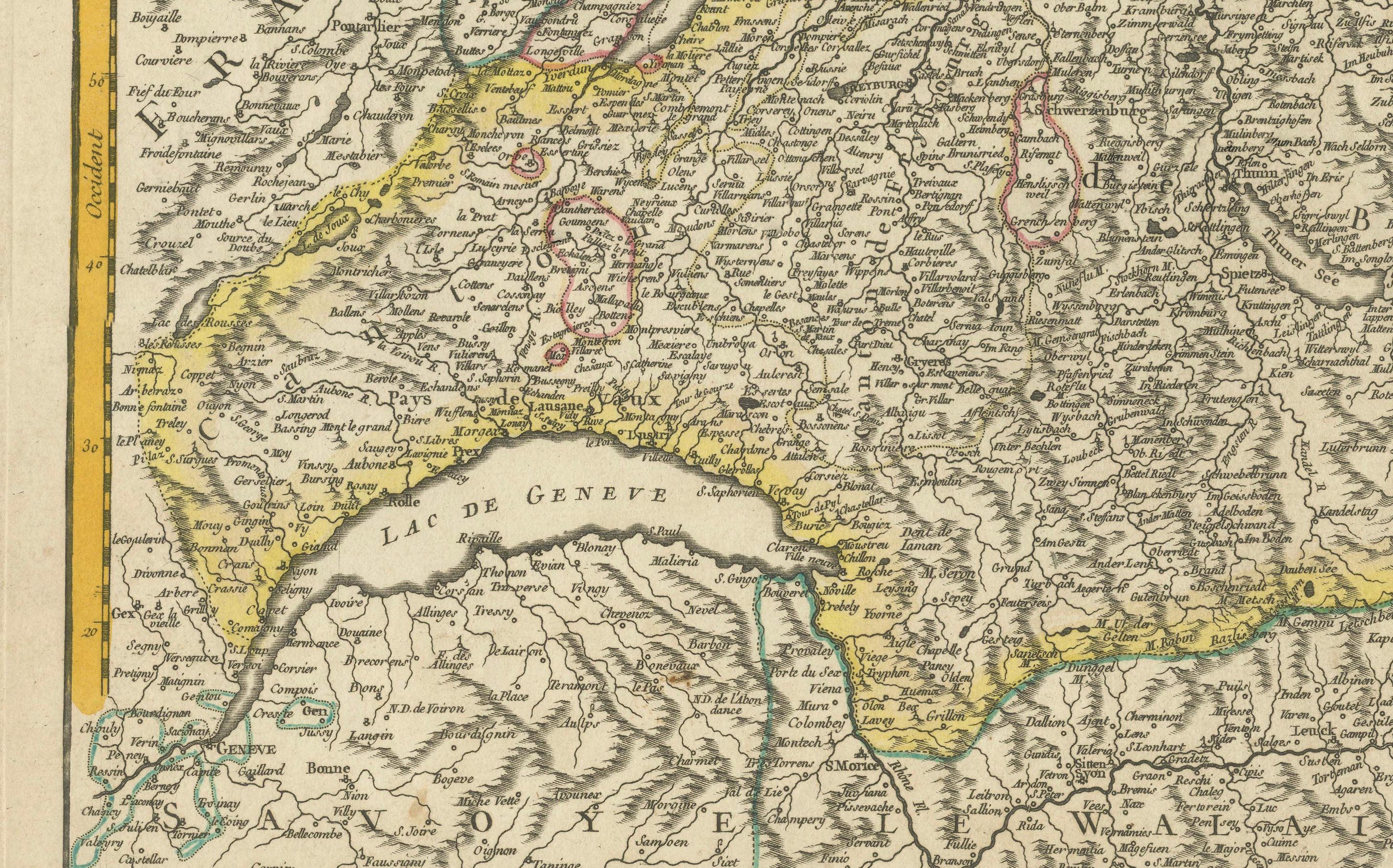Carte de la Confédération suisse du XVIIIe siècle par Robert The Vaugondy en vente 1