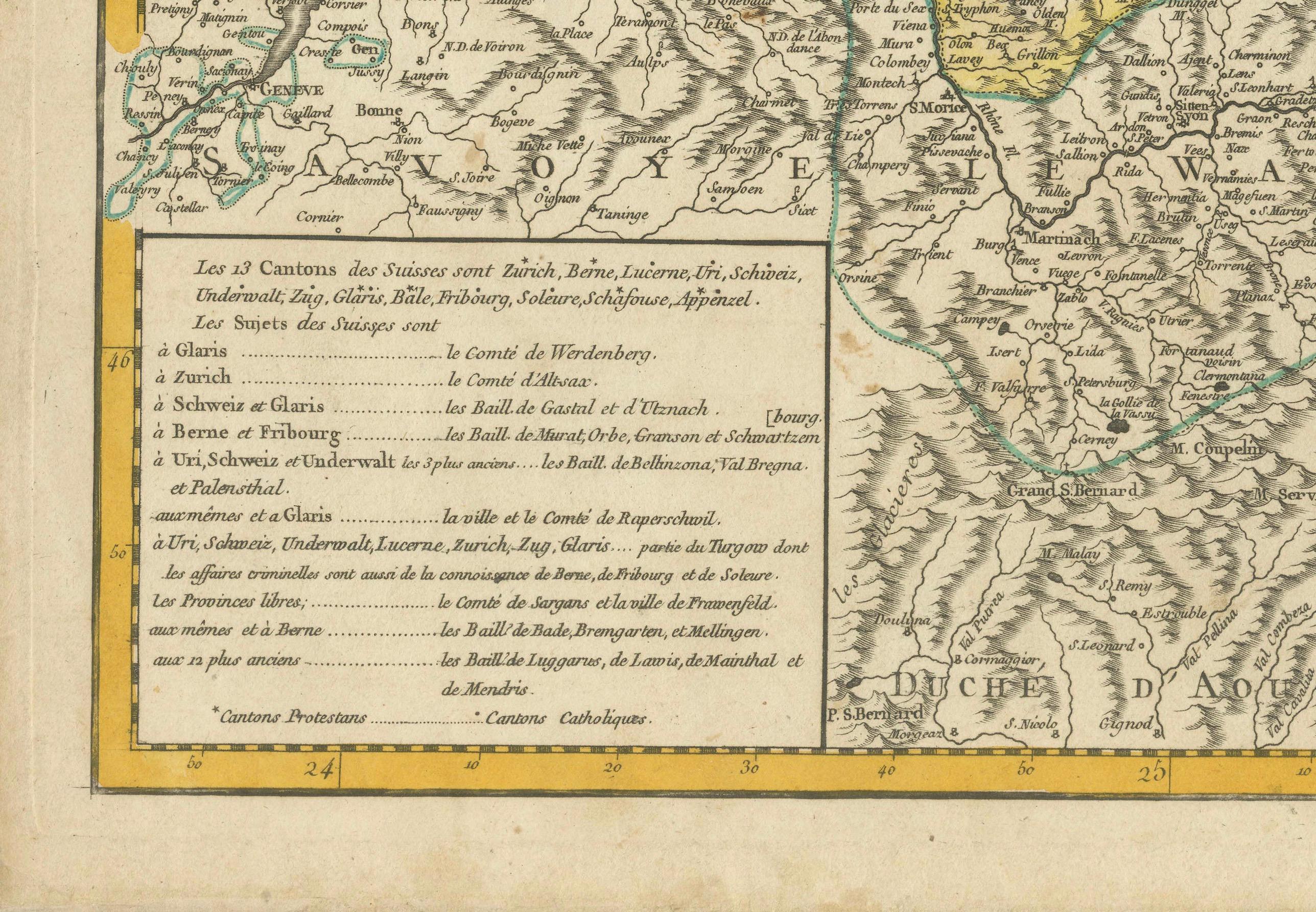 Carte de la Confédération suisse du XVIIIe siècle par Robert The Vaugondy en vente 2