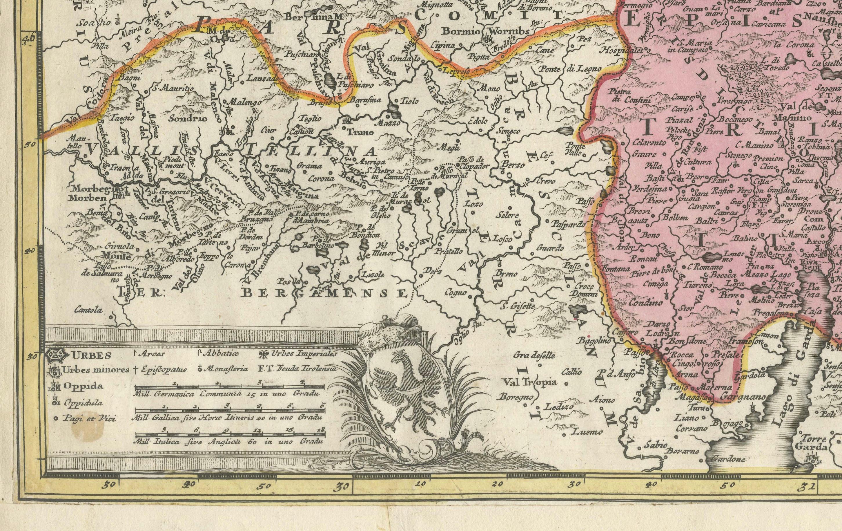 Gravé Carte du 18e siècle du Tyrol et des régions avoisinantes par Johann Baptist Homann en vente