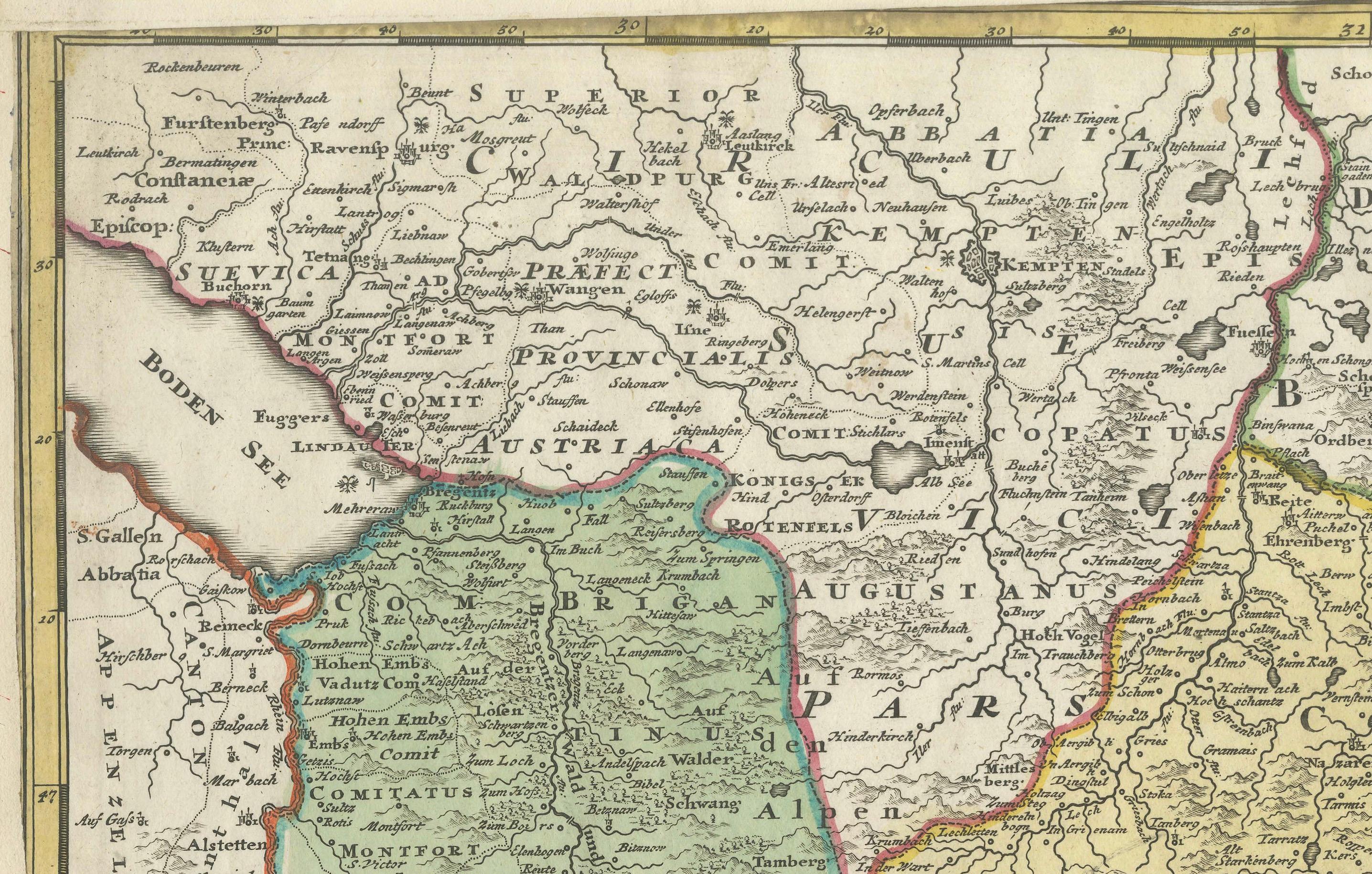 Début du XVIIIe siècle Carte du 18e siècle du Tyrol et des régions avoisinantes par Johann Baptist Homann en vente